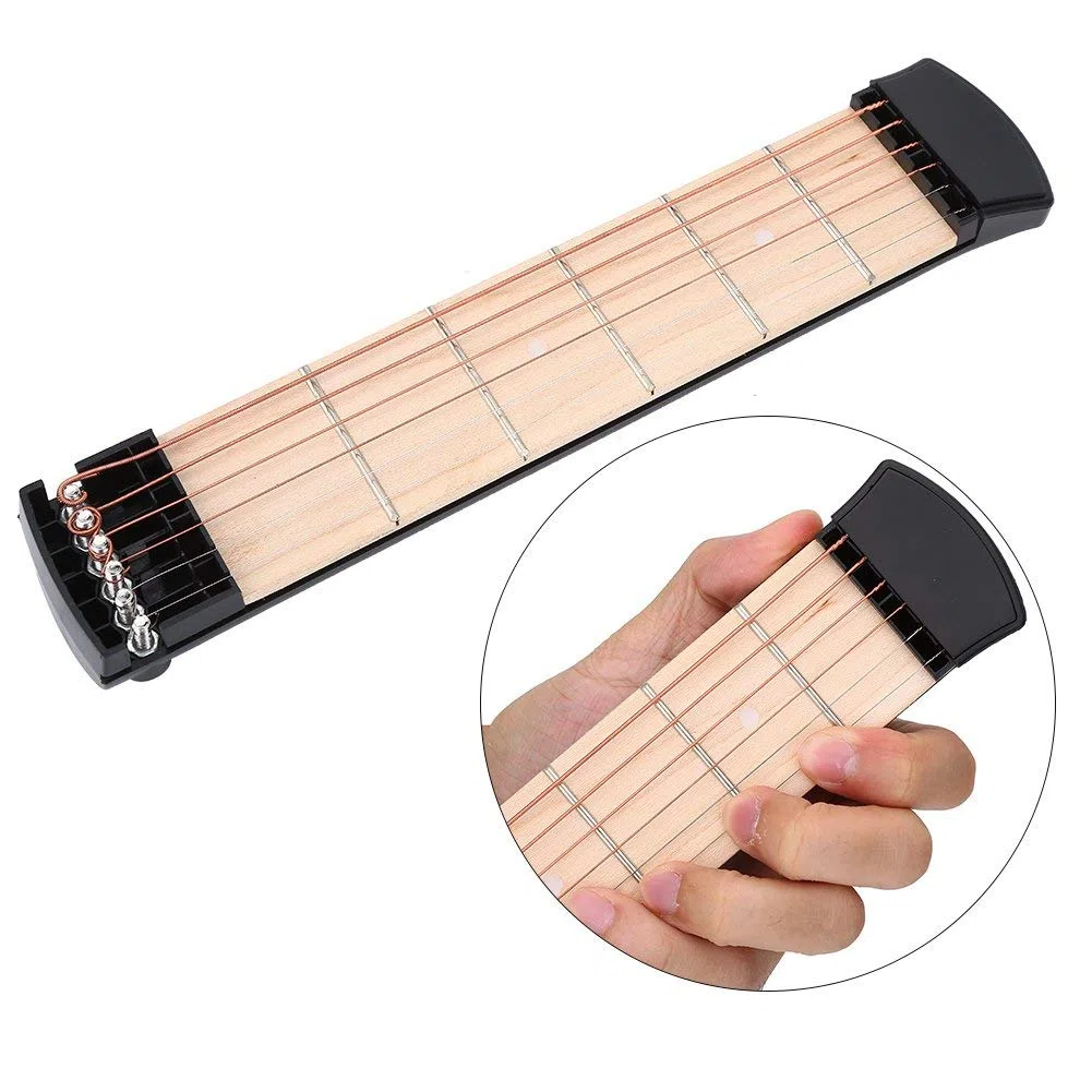 Pocket Guitar, 6 Fret Left Hand Mini Practice Strings Guitar Chord Trainer Strumento di pratica Chitarra Portatile