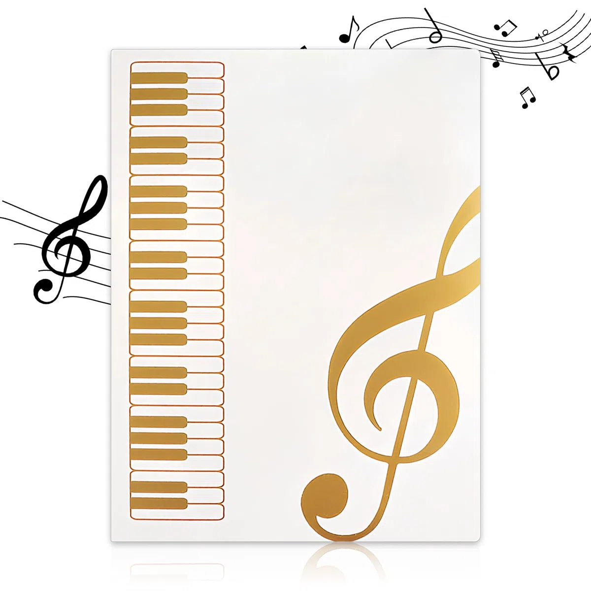 40 Pagine Raccoglitore Spartiti Musicali, Cartella Spartiti A4, 31 x 23.5 cm Porta Spartiti per Pianoforte, Portalistino Nero Musicale, Cartella di Archiviazione per File, Carta, Archivi (Bianco)