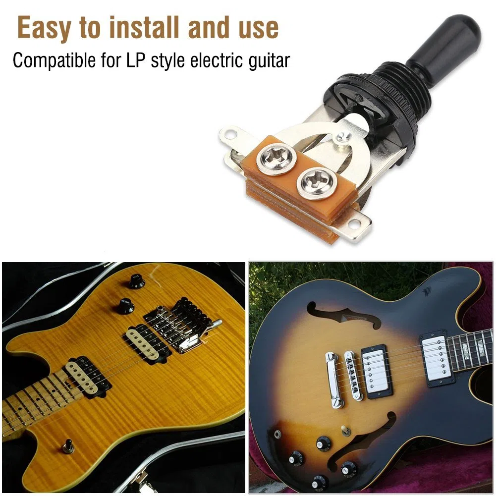 Interruttore a levetta in metallo a 3 vie con punta nera, selettore pickup per chitarra elettrica stile LP (nero)
