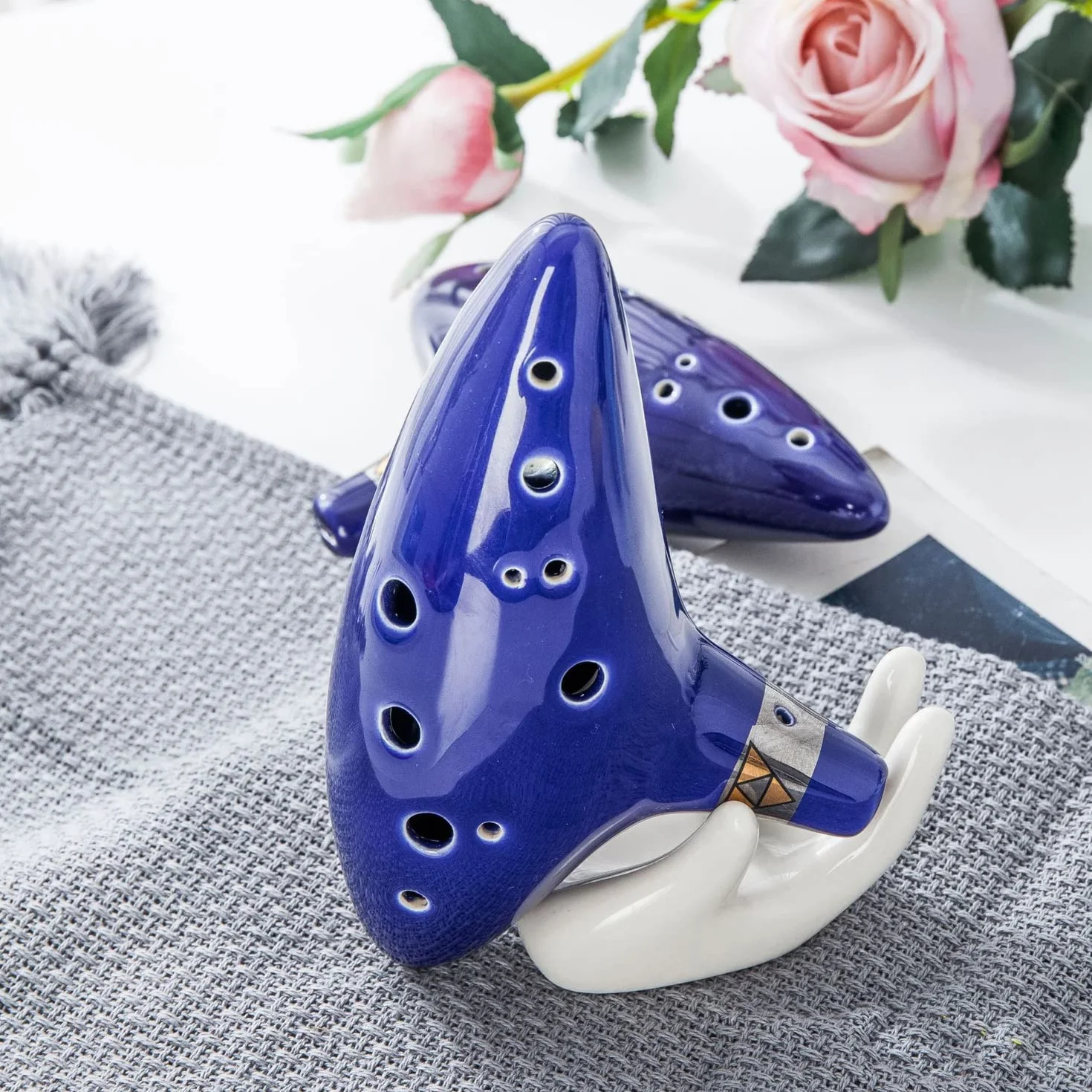 GERUI per Zelda Ocarina, 12 buche leggenda di per Zelda Ocarina il tempo, per Zelda Alto C Triforce Link Cosplay Ceramic Replica