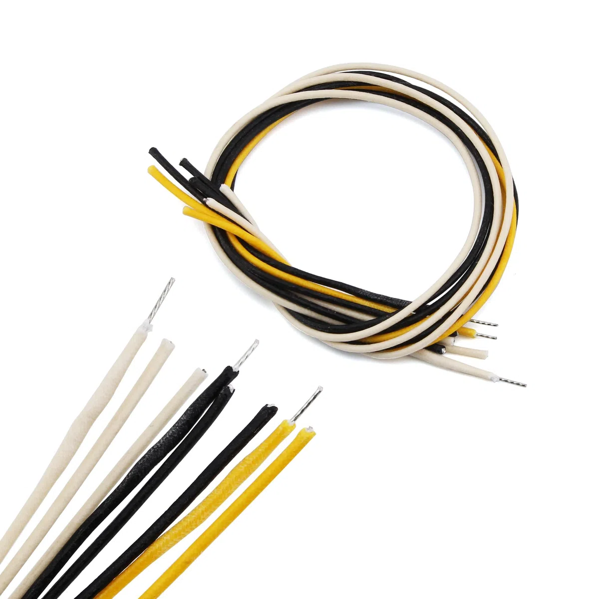 FLEOR Cavo intrecciato in tessuto a doppio ST da 1 piedi Cavo per chitarra Cavo per chitarra rivestito in tessuto Cavo di collegamento per pickup per chitarra 22awg- 4 colori Totale 8 piedi