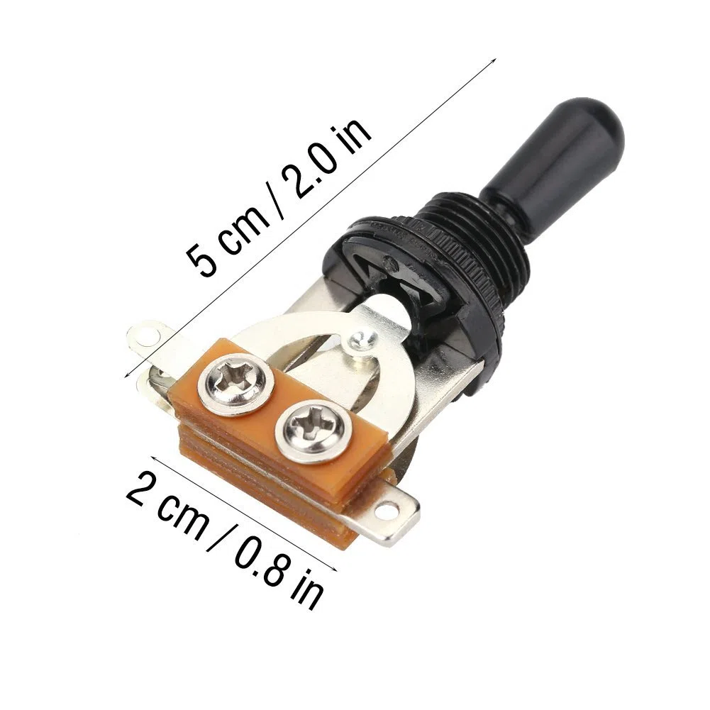 Interruttore a levetta in metallo a 3 vie con punta nera, selettore pickup per chitarra elettrica stile LP (nero)