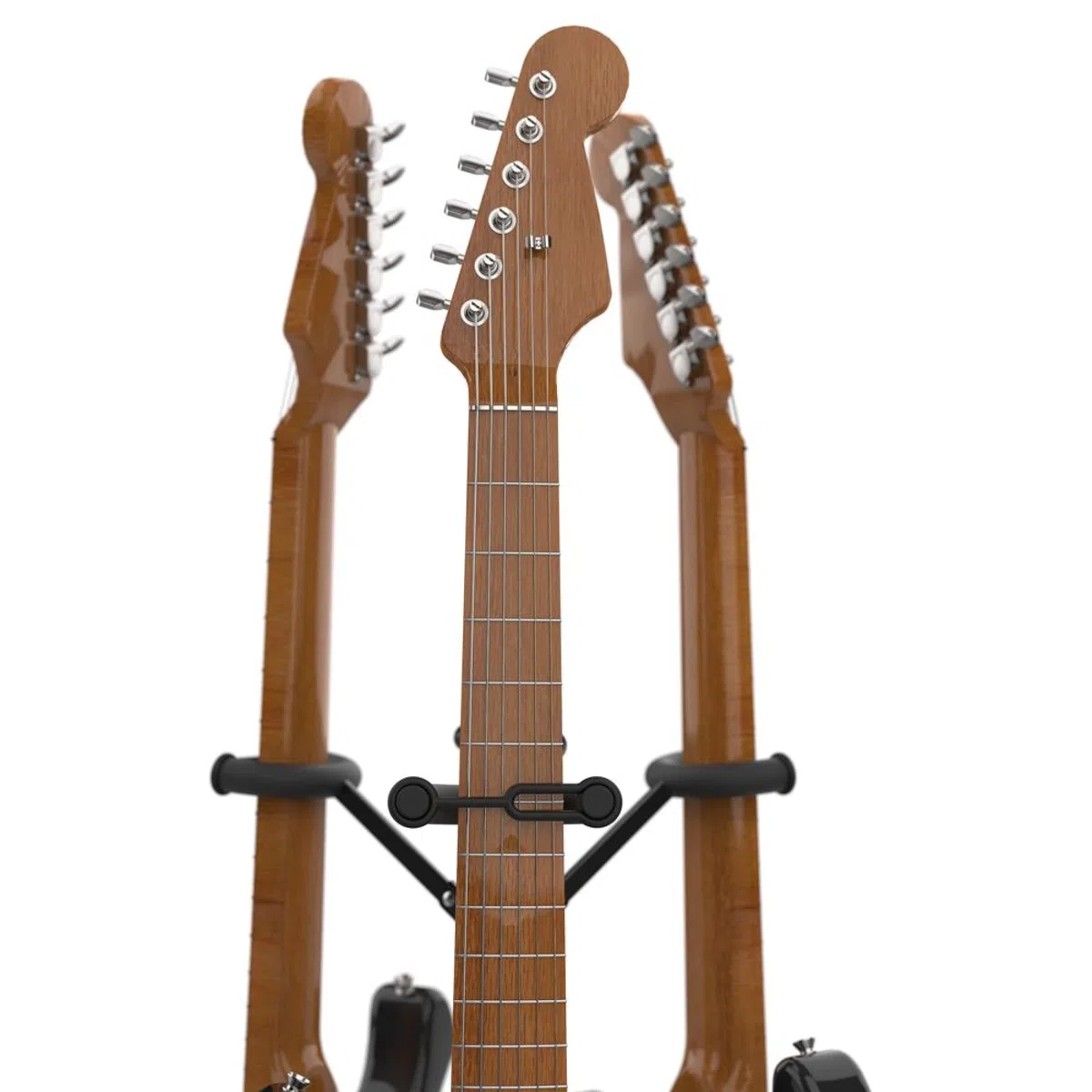 Audibax SG-032 - Supporto Universale per 3 Chitarre o Bassi - Supporto da Terra per Chitarra Elettrica, Acustica e basso Elettrico - Struttura Robusta e Stabile, Regolabile in Altezza e Pieghevole