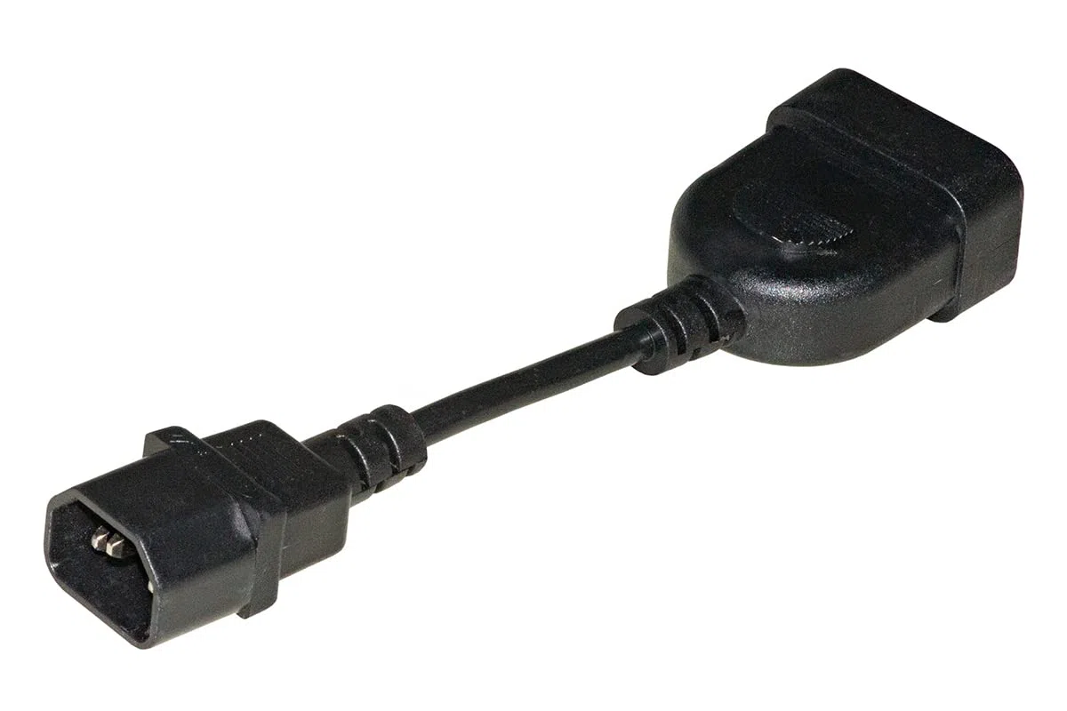 LINK LK10058 - Cavo Adattatore per gruppi di continuità LK10058 (20 cm, nero) – Da presa IEC320-C14 maschio a presa tripolare italiana femmina 10A/16A – Conduttore H05VV-F 0,75 mm²