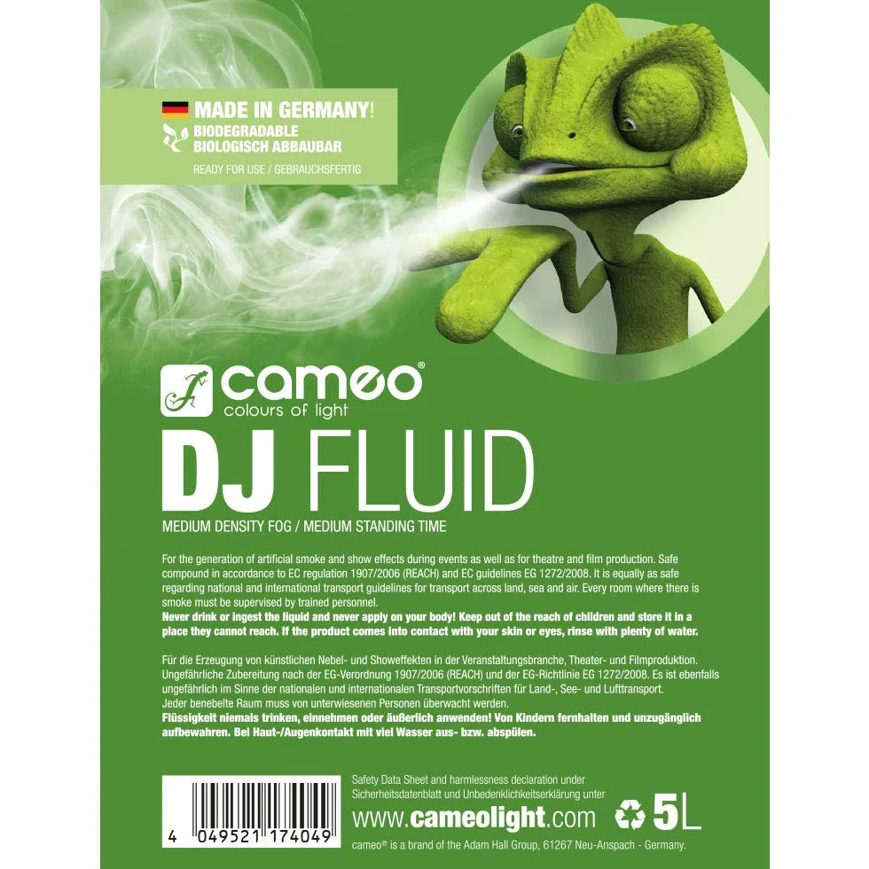 Cameo DJ FLUID 5 L - Liquido per effetto nebbia di media densità e durata media da 5 L