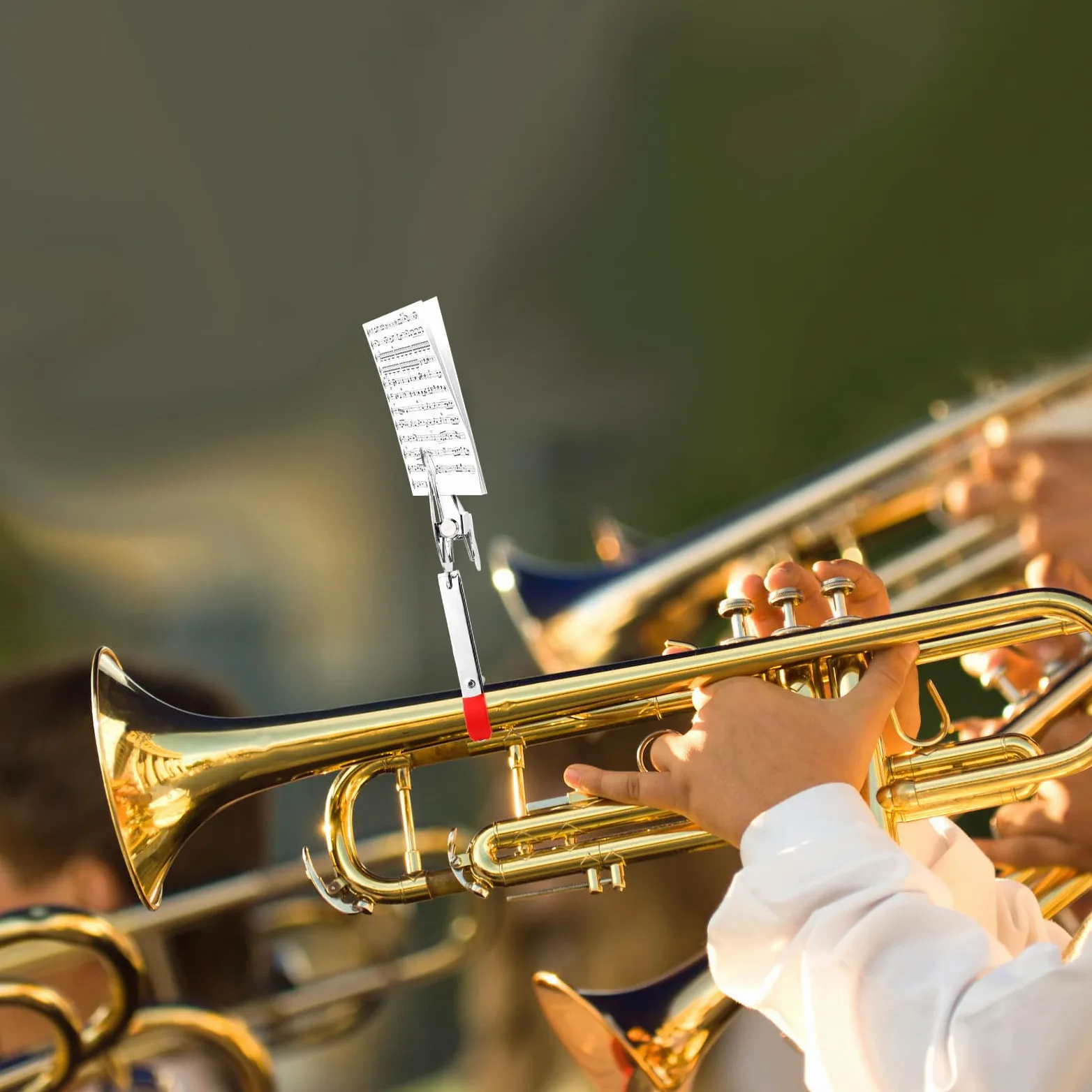 Tromba Marching Lyre Clip, 14x5,3x2 cm Argento Leggero Tromba Morsetto Lyre Spartiti Clip Strumento Accessori per Esercitarsi Principianti Marching Band