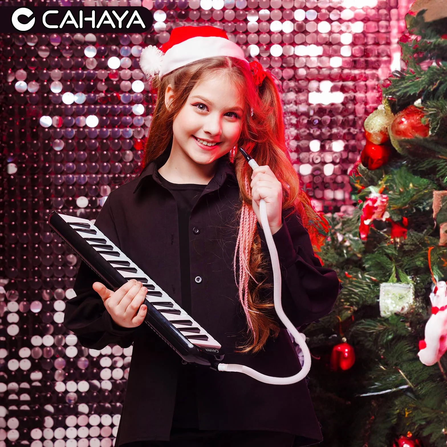 CAHAYA Melodica 32-Tasti Pianoforte a Bocca: con 4 Bocchini Pianola a Bocca con Custodia per Trasporto Strumento Musicale per Principianti Bambini Nero
