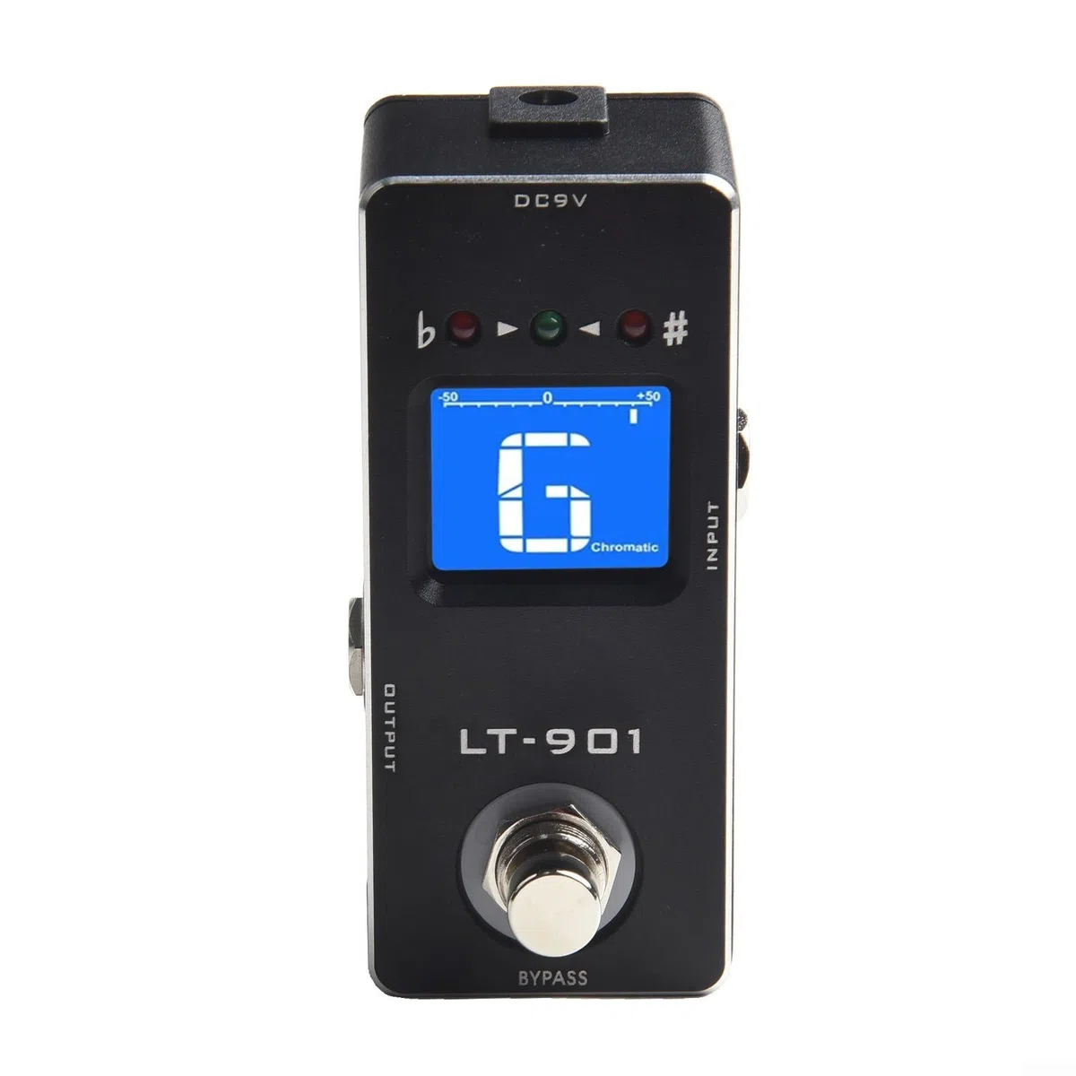 Rowin LT-901 - Pedale accordatore cromatico per chitarra con True Bypass, design compatto per pedaliera, display LCD alto sintonizzazione da A a C, corpo in metallo