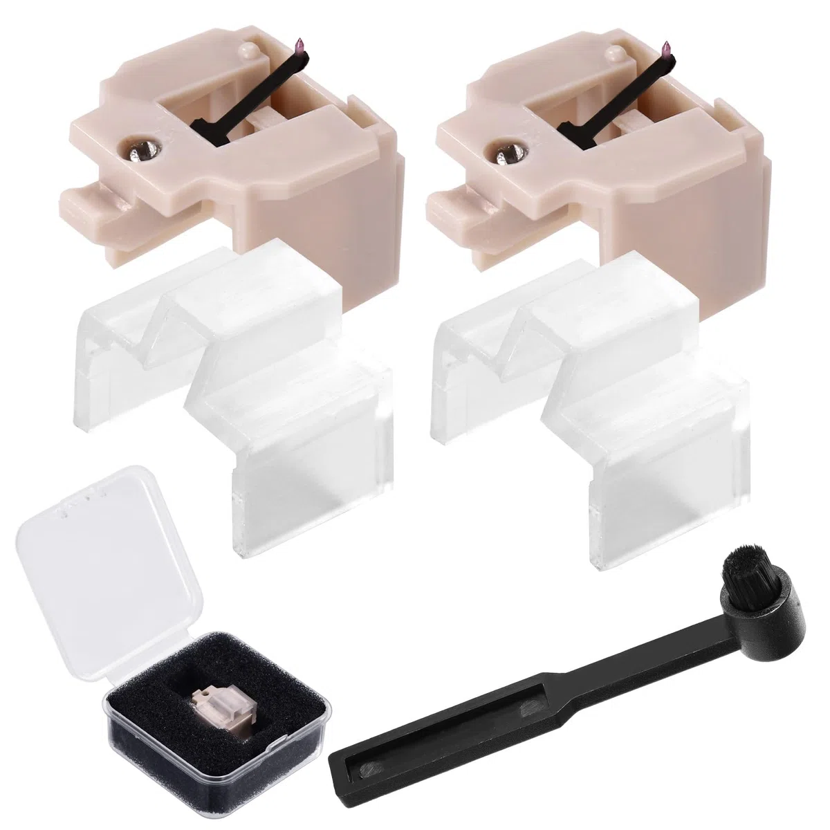 2pz Ricambio Puntine per Giradischi per Audio-Technica, Stilo Diamantato con Spazzola Compatibile con Audio-Technica AT-LP60X AT-LP60XBT AT3600L AT-LP2D-USB AT-PL300 e Altro Ancora