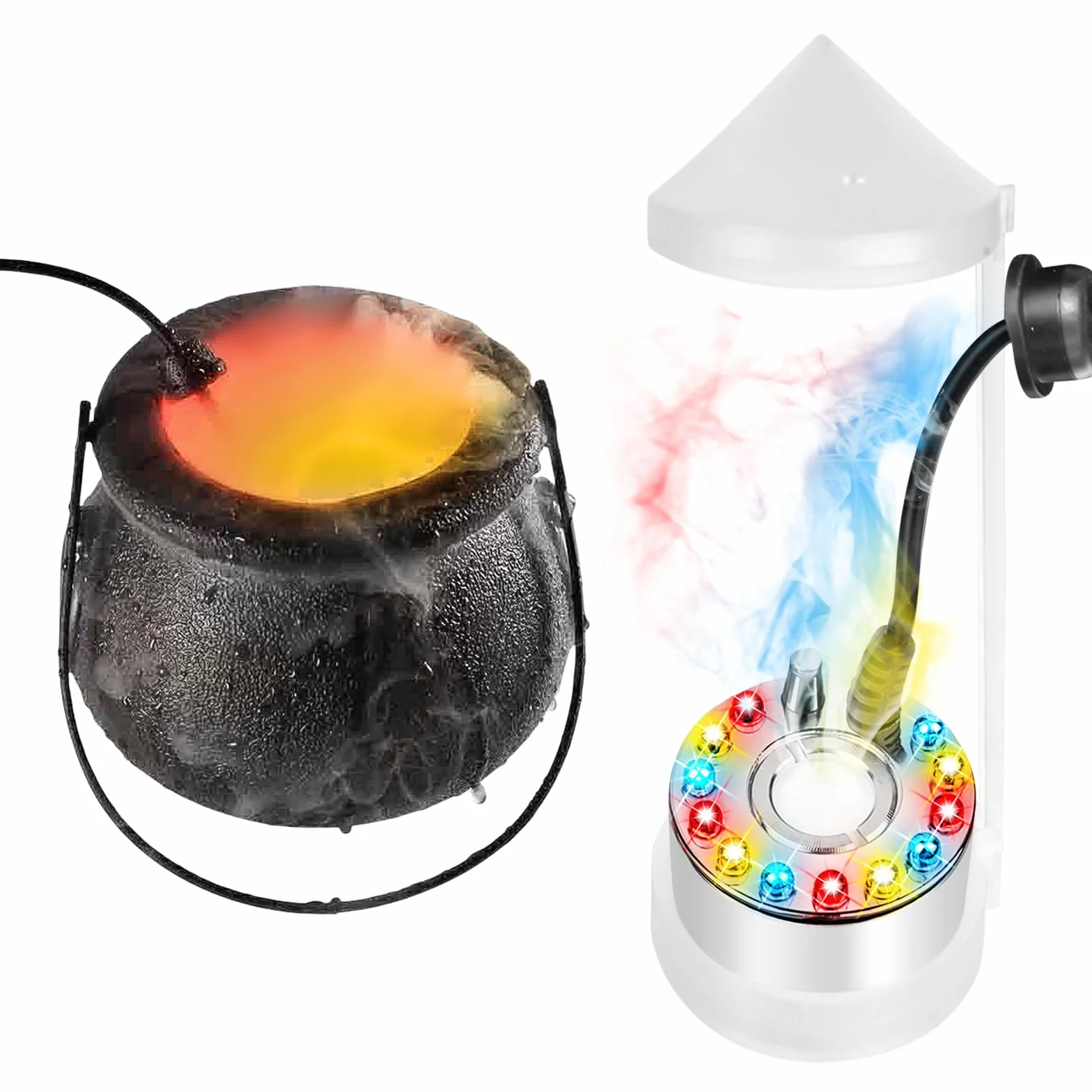 Fogger Mist Maker Spruzzatore per streghe per Halloween, macchina per fumo, nebulizzatore a ultrasuoni, macchina per nebbia, fontana per Halloween, decorazione per esterni