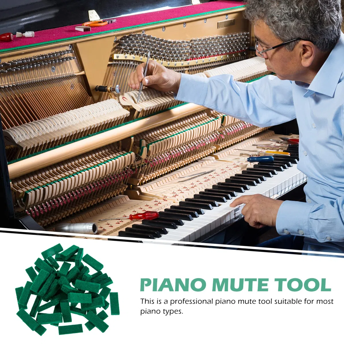 minkissy Strisce di Feltro per Silenziamento Pianoforte Strumento Professionale per Accordatura 50 Pezzi per Tecnici e Studenti