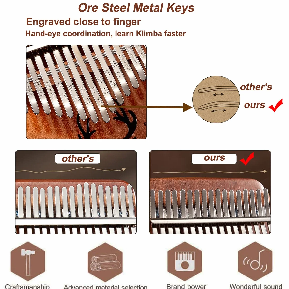 Kalimba 21 tasti - Kalimba Thumb Piano, Legno africano di alta qualità, Mbira con martello accordatore istruzione di studio, Regalo di Natale Kalimba per principianti bambini