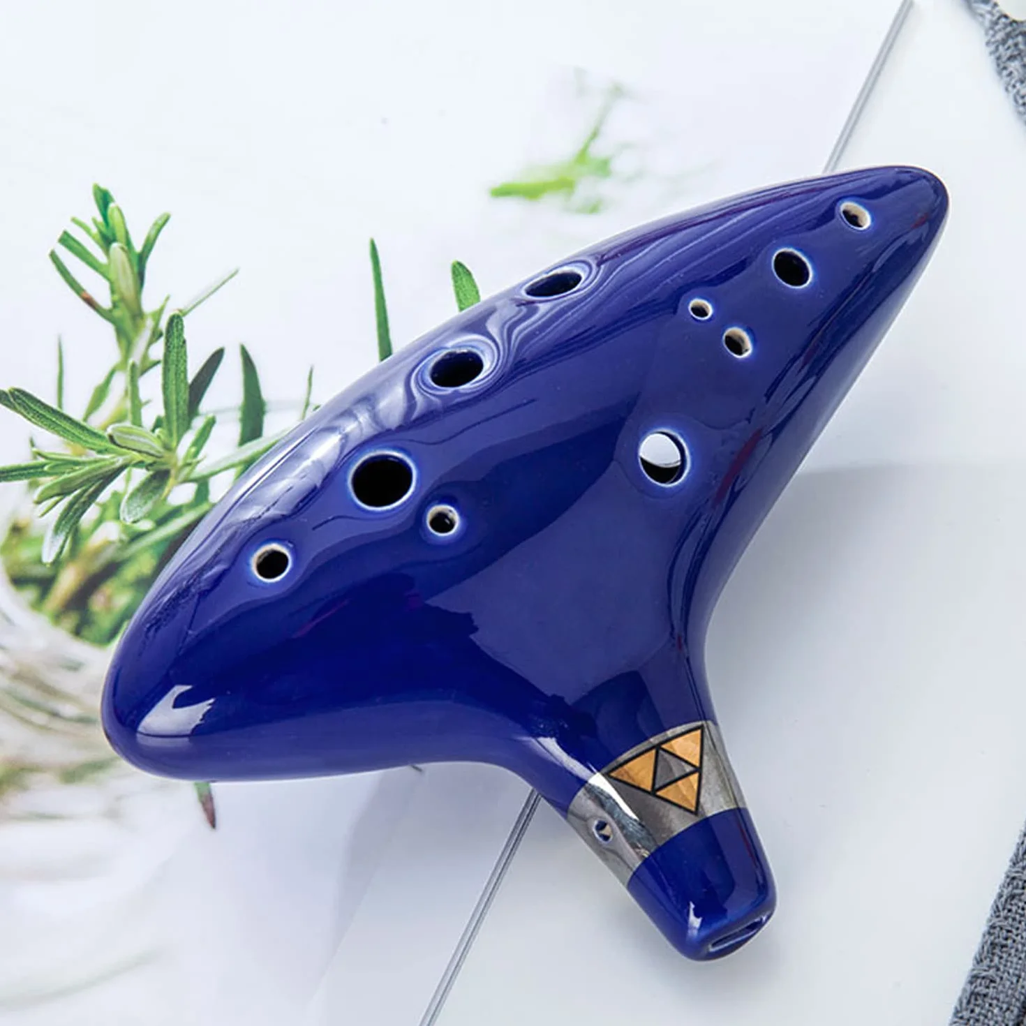 GERUI per Zelda Ocarina, 12 buche leggenda di per Zelda Ocarina il tempo, per Zelda Alto C Triforce Link Cosplay Ceramic Replica