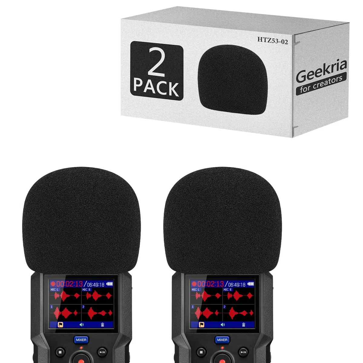 Geekria for Creators - Parabrezza in schiuma compatibile con registratore Zoom H4 Essential, copertura antivento per microfono, filtro in spugna in schiuma, registratore digitale portatile (nero
