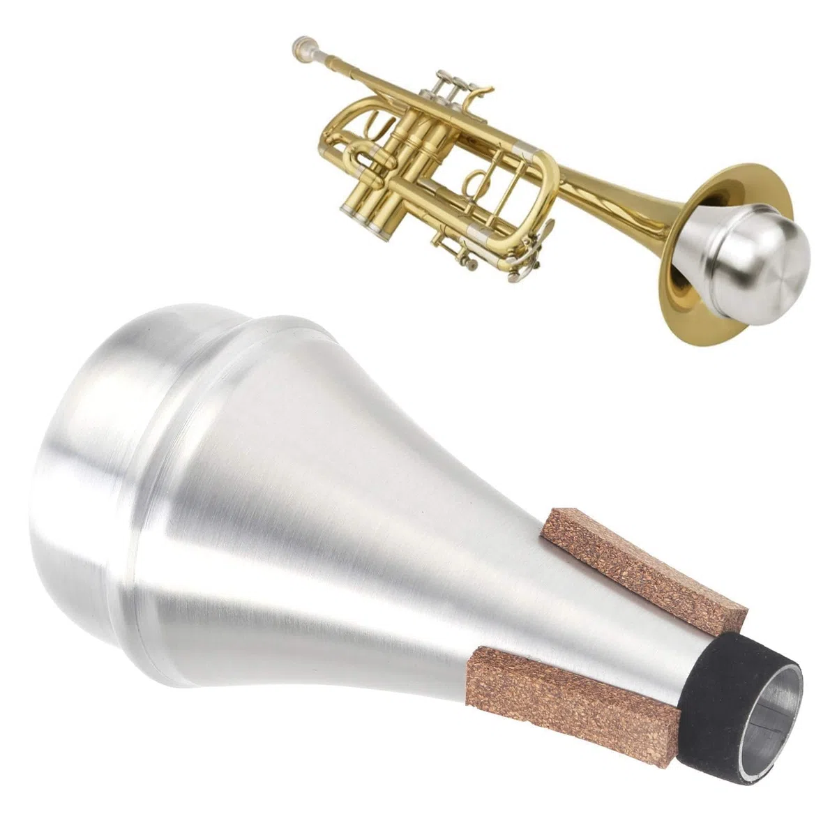 Silenziatore per Tromba Dritto, 14x7x2 cm/5,5x2,8x0,8 pollici Sordina per Esercitarsi Silenziatore Dritto in Lega di Alluminio per Jazz, Musica Classica, Principianti (Argento)