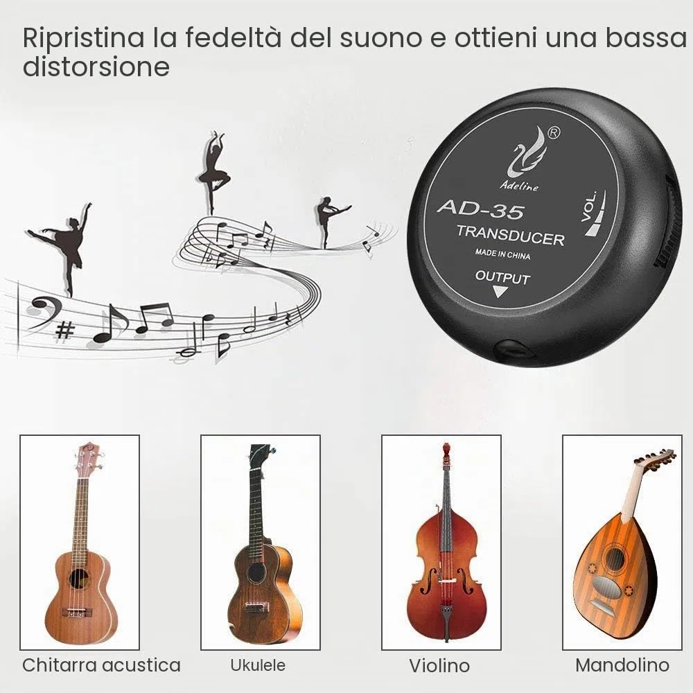 OTraki Mini Piezo Passivo Pickup Contatto Microfono Trasduttore con 3 Metri Cavo 6.35mm Controllo del Volume per Chitarra Classica Popolare Acustica Violino Ukulele Mandolino Banjo (AD-35)