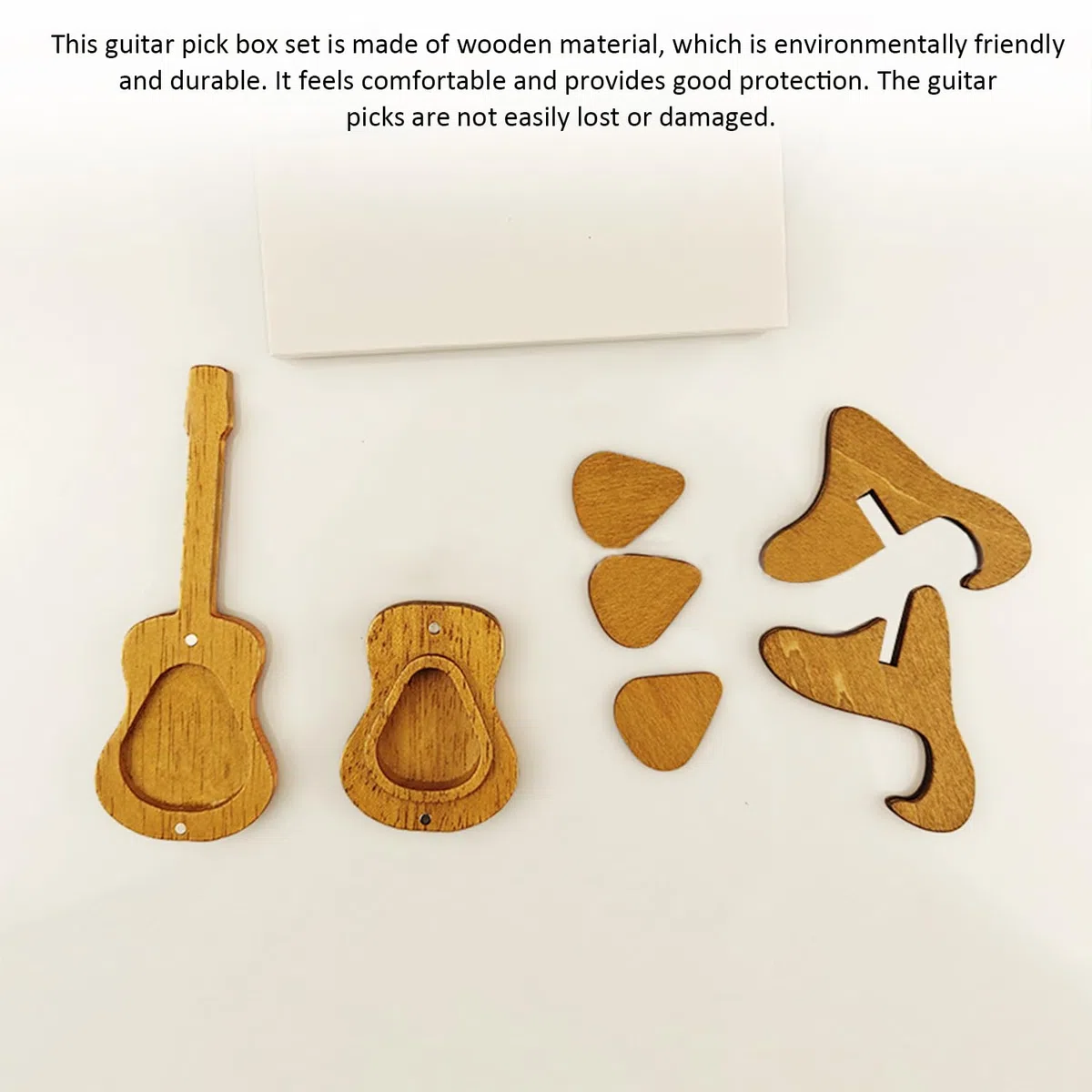 1 Set Di Plettri Per Chitarra, Plettro In Legno, Supporto Per Plettri, Plettro Portatile, Set Di Accessori Per Chitarra
