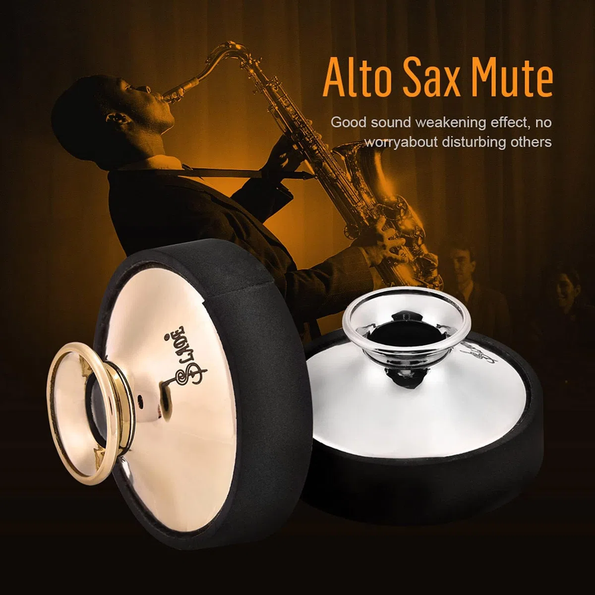 1PC Sassofono Contralto Muto Sassofono Contralto Muto Silenziatore Smorzatore di Plastica Leggera Pratica Abs Sassofono Senza Disturbare gli Altri(Oro)