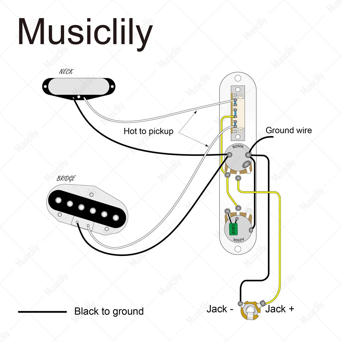 Musiclily 32mm Piastra di Controllo Pre-cablata Interruttore 3 Vie con Cablaggio Loaded Tele Control Plate per Chitarra Elettrica Telecaster, Cromato