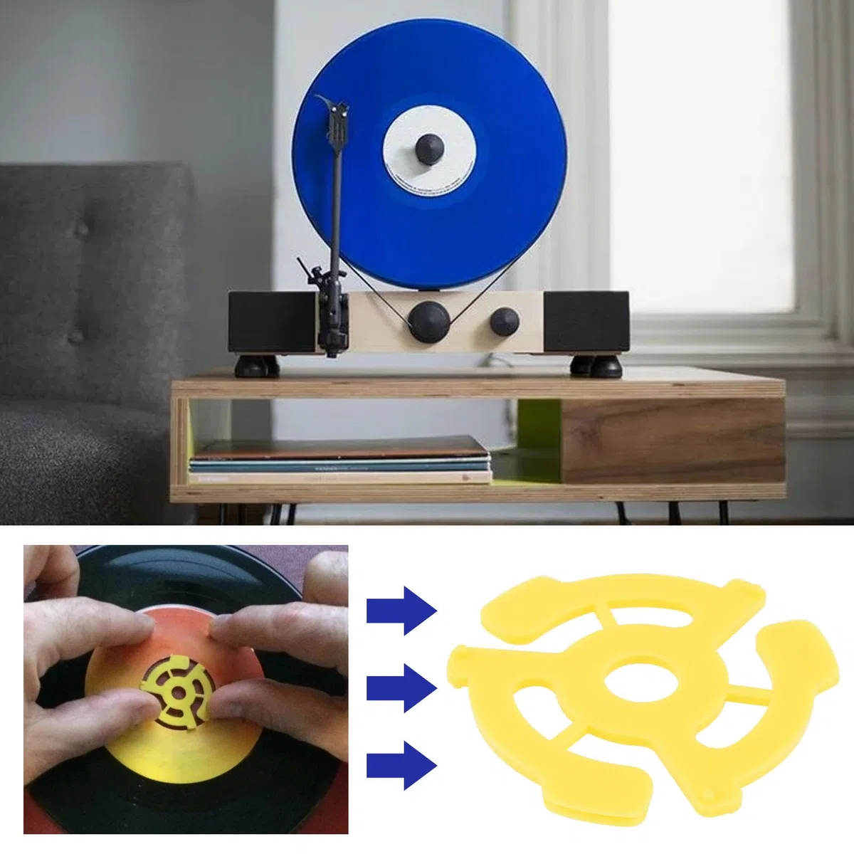 Adattatore Distanziatore Per Dischi In Vinile In Plastica Piatta Da 10 Pezzi Inserti A Scatto Accessori Adatti Per Giradischi In Vinile Da 7 Pollici A 45 Giri (giallo)