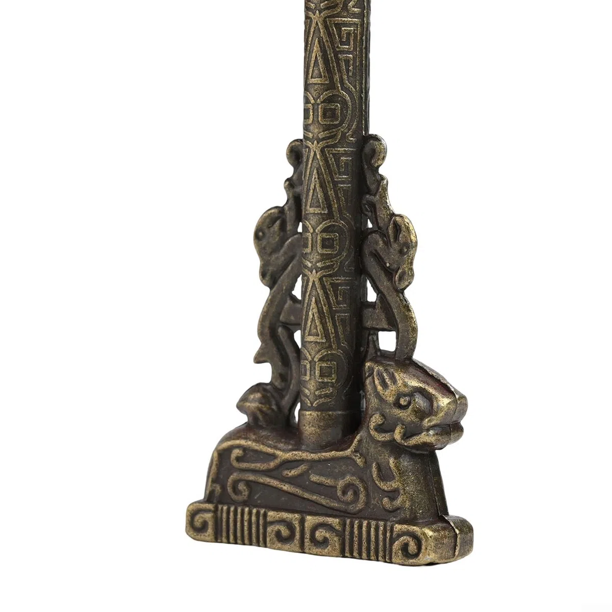 Oniissy Gong cinese da meditazione in bronzo con 7 campane decorate, strumento a percussione in lega per yoga e guarigione del suono, 410 x 170 x 50 mm
