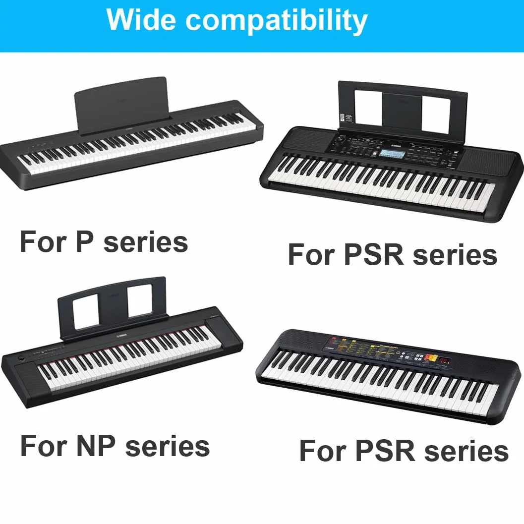 Adattatore da 12 V, cavo di ricarica compatibile con Yamaha Piano Keyboard PSR-E383, PSR-F52, PSR-E473, PSR-78, P-145, P-225, NP-15, NP-35, PA-130, PA-150b, P125, EZ-220