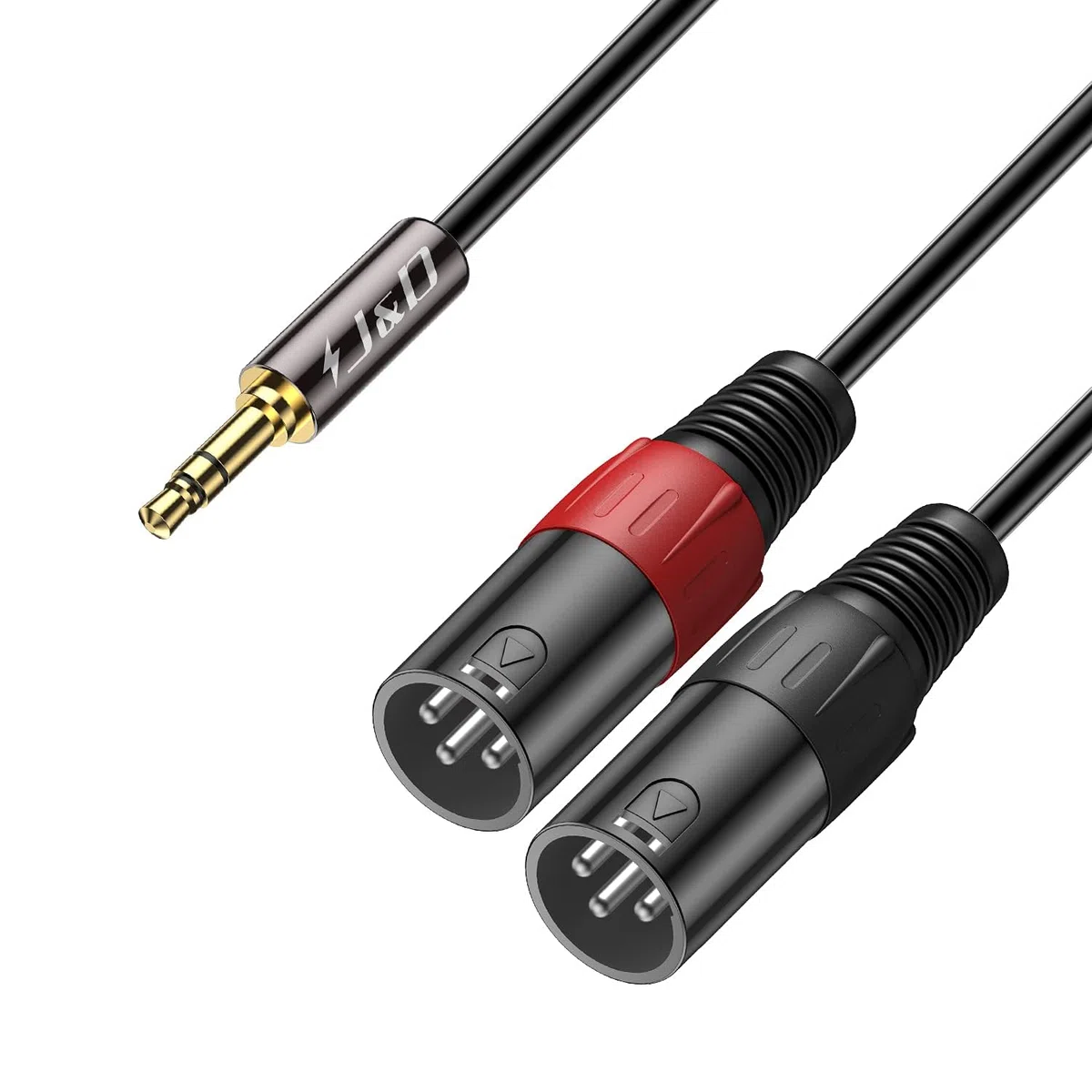 J&D 3,5mm 1/8 a 2x XLR Cavo Y Spinotto, PVC Sgusciato 2x XLR Maschio a 3.5mm TRS Maschio Unbalanced Audio Stereo Adattatore Cavo Patch di Interconnessione per DSLR Camera Smartphone Laptop Mic, 2,7m