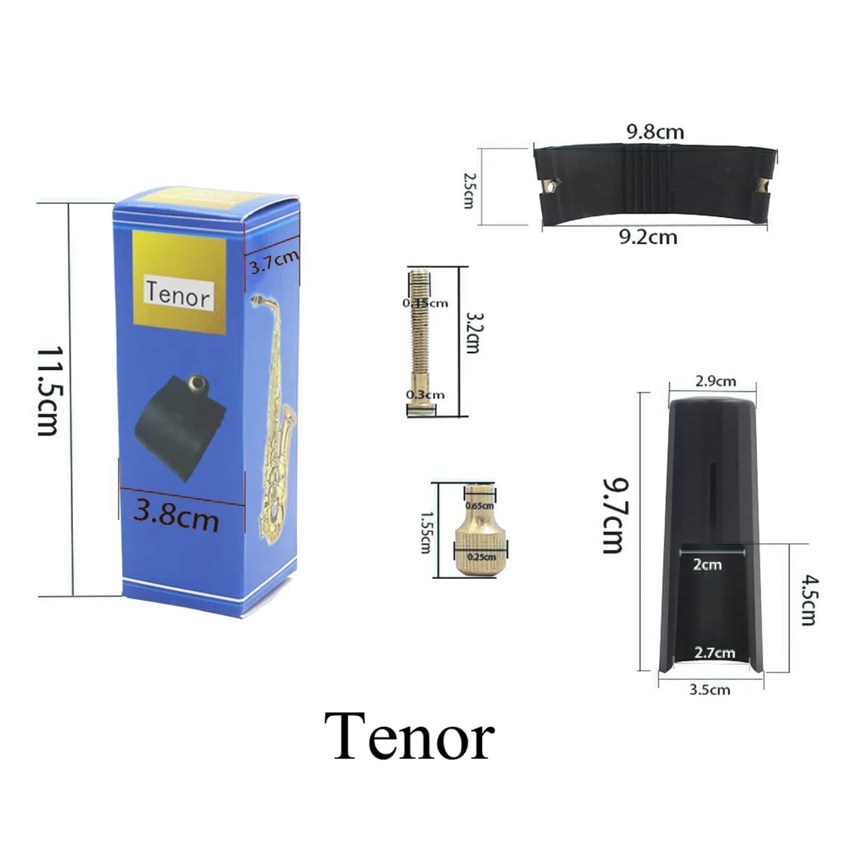 Woodwinds - Tappo per bocchino per sassofono tenore, chiusura in pelle con tappo per bocchino in plastica, per sassofono tenore