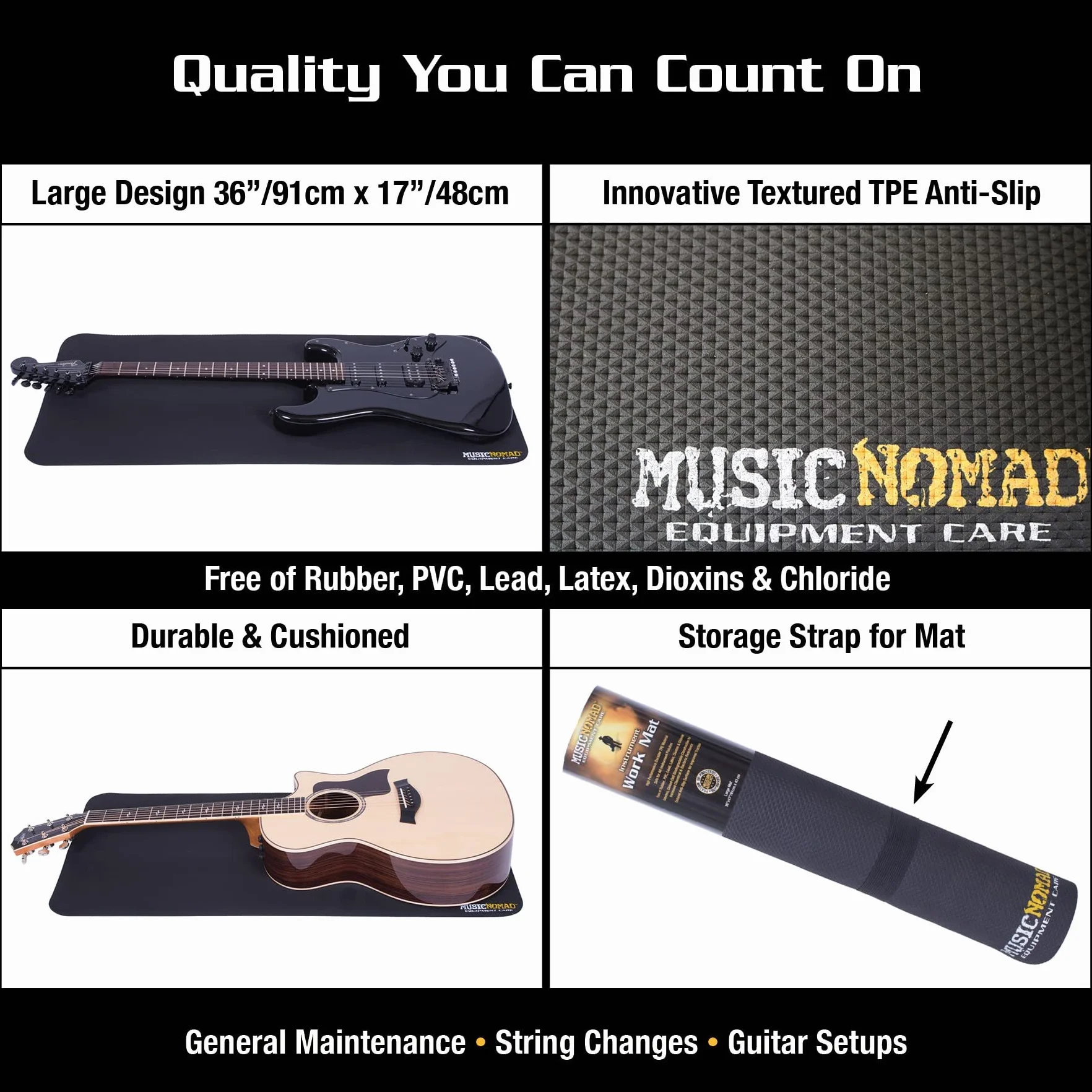 MusicNomad MN208 - Tappetino di alta qualità per strumenti musicali, dimensioni 43,2 x 91,4 cm