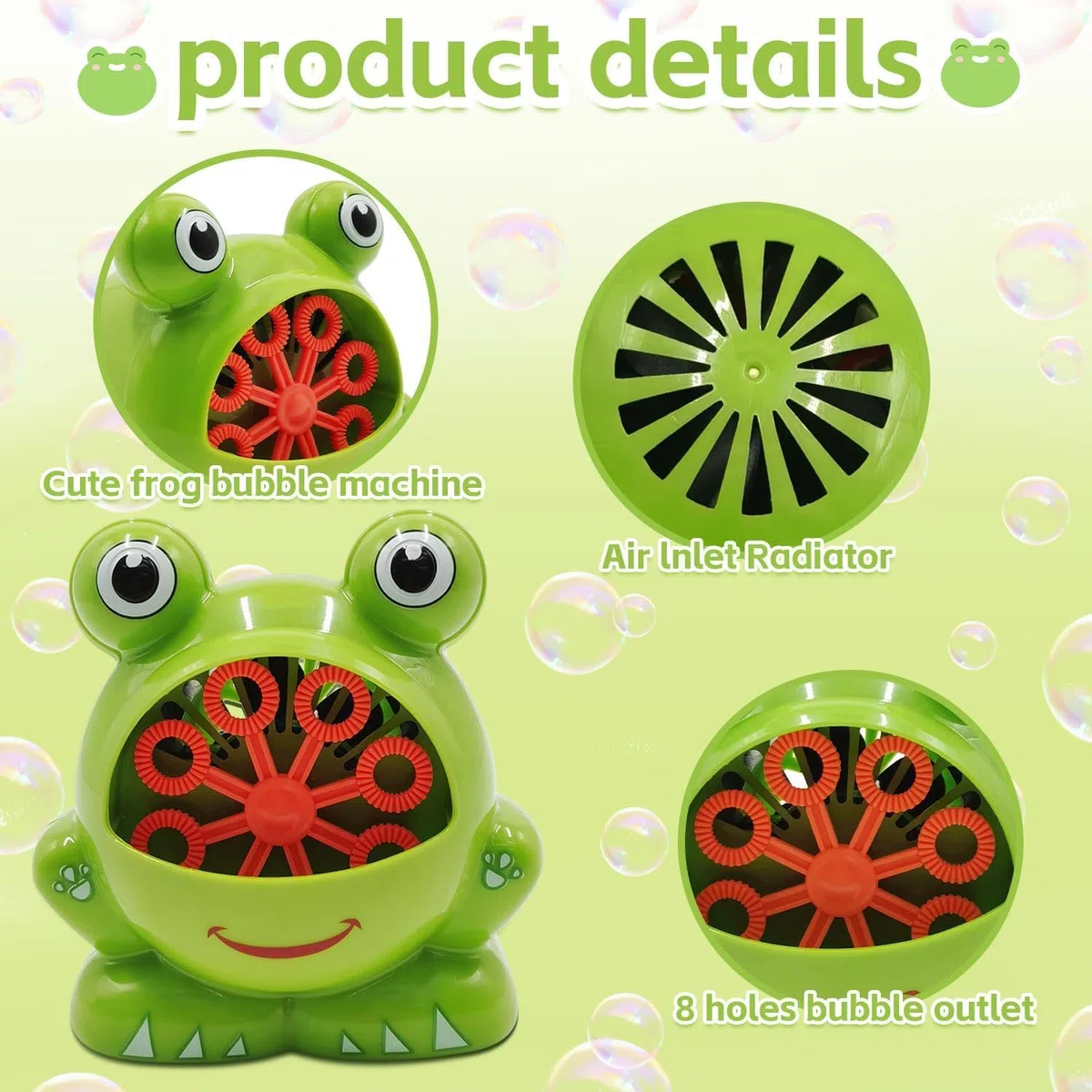 Macchina per Bolle, Frog Macchina per Bolle di Sapone, Macchina Automatica per Bolle di Sapone, Pistola a Bolle per Bambini, Bubble Machine, Macchina Bolle di Sapone, Regalo per Bambini Compleanno