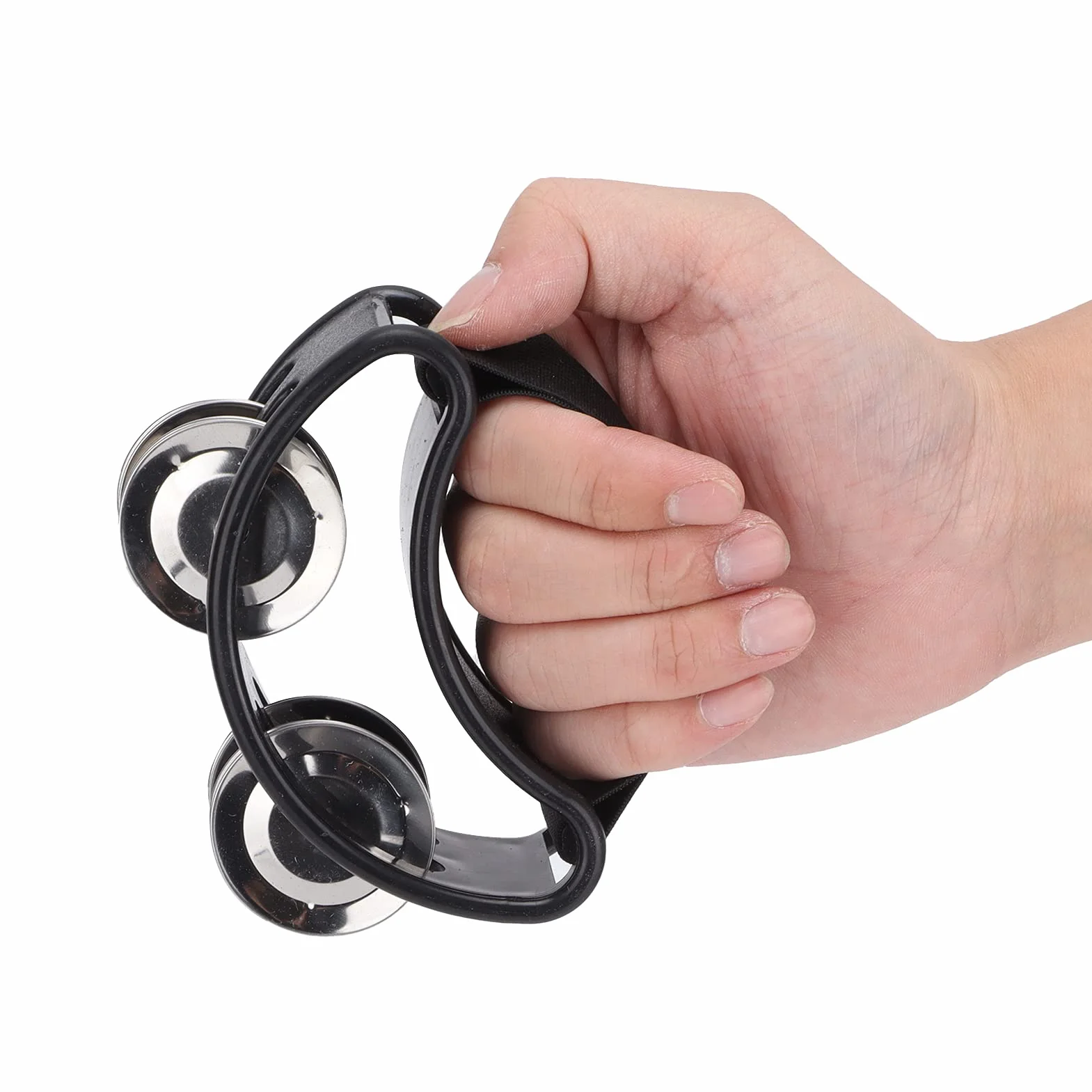 Percussion Grelot Pied Tamburino a Piedi Tamburino a Piedi con Jingle in Acciaio Strumento Musicale a percussione, Tamburo da Piede in Metallo per chitarra Accessori Batteria (nero)