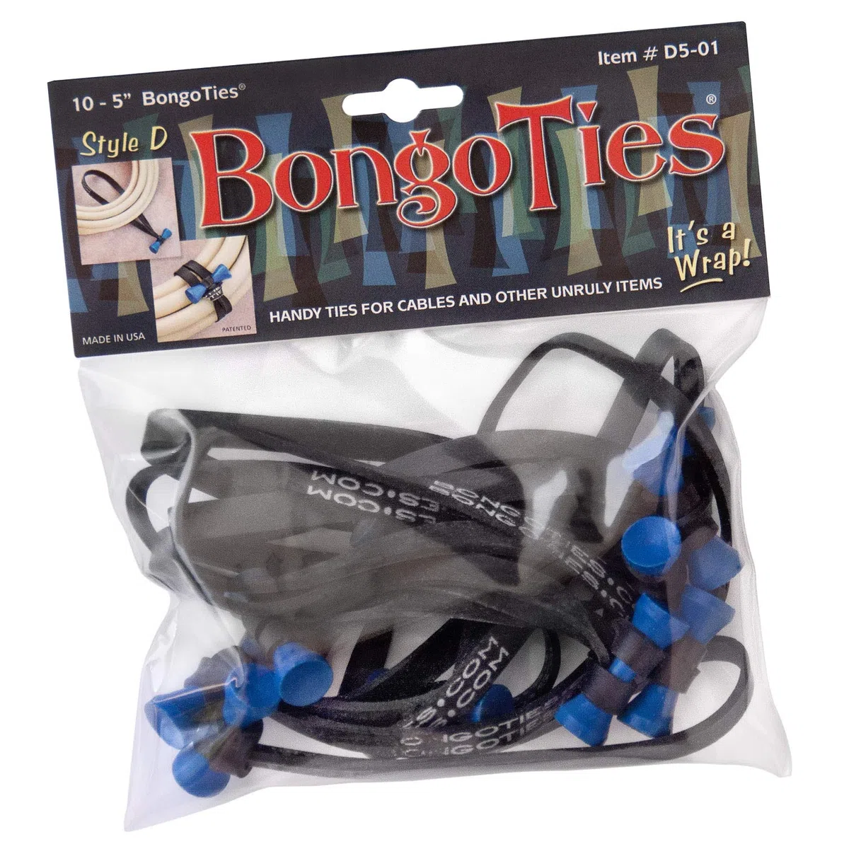 D501B - Fascette per bongo, stile D, punta blu, 12,7 cm, confezione da 10