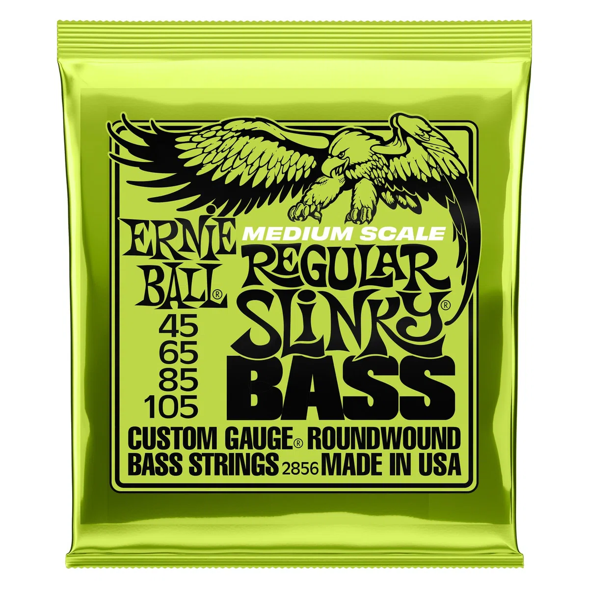 Ernie Ball, Regular Slinky Nickel Wound Medium Scale, Corde per basso elettrico a scala media, diametro 45-105
