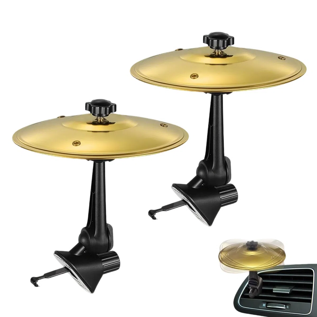 Auto Crash Cymbal, 2 pcs Auto clip piatti crash, regolabile Car Piatti Cymbals, Auto Musica pia-tti crash, mini pia-tto per batteria per auto, per auto