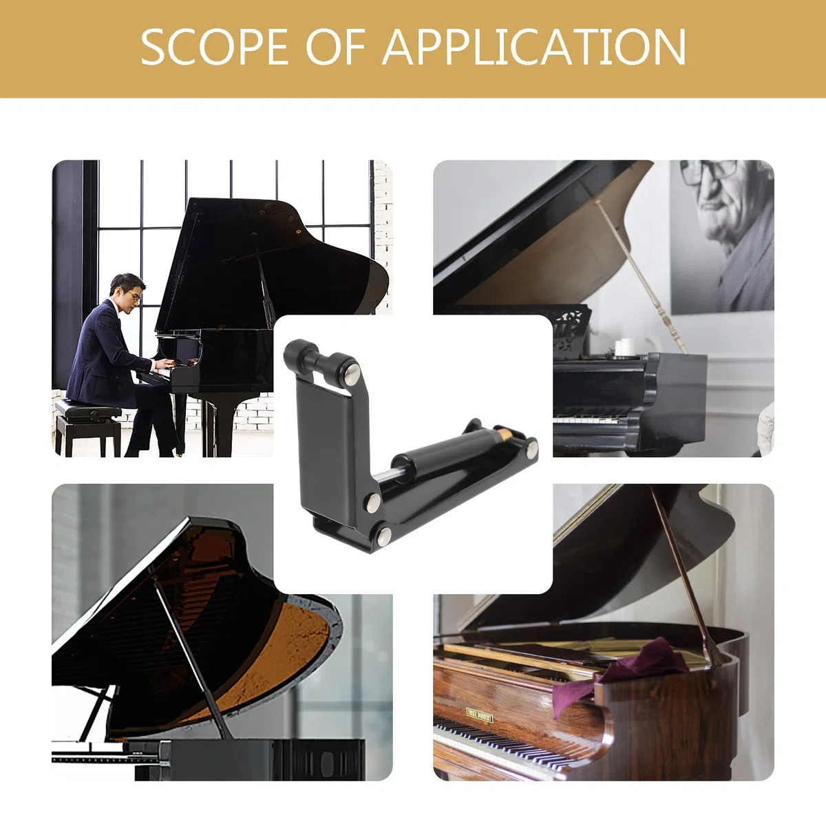 Toyvian Dispositivo di Rallentamento per Pianoforte Verticale in Metallo Nero, Copertura a Chiusura Lenta Protezione Dita e Installazione Semplice per Accessorio Tastiera Musicale
