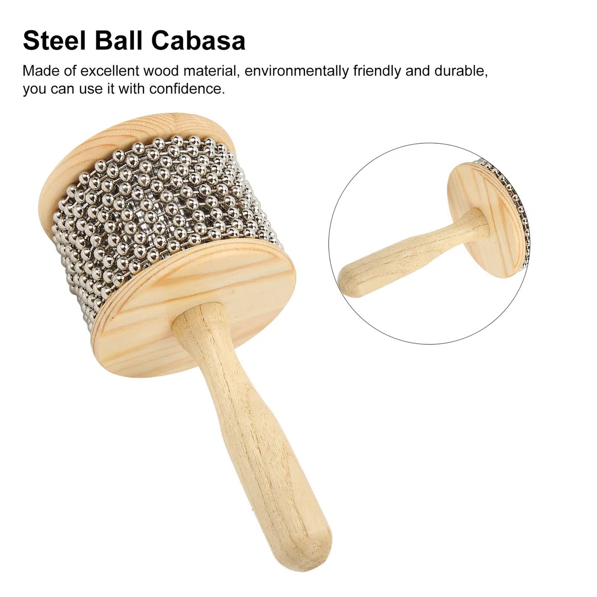 Cabasa Curva a Mano, Suono Meraviglioso, Funzionamento Facile, Sfera in Acciaio, Comoda Impugnatura, Giocattolo Musicale Cabasa per l'allenamento del Ritmo (Kabasa medio)