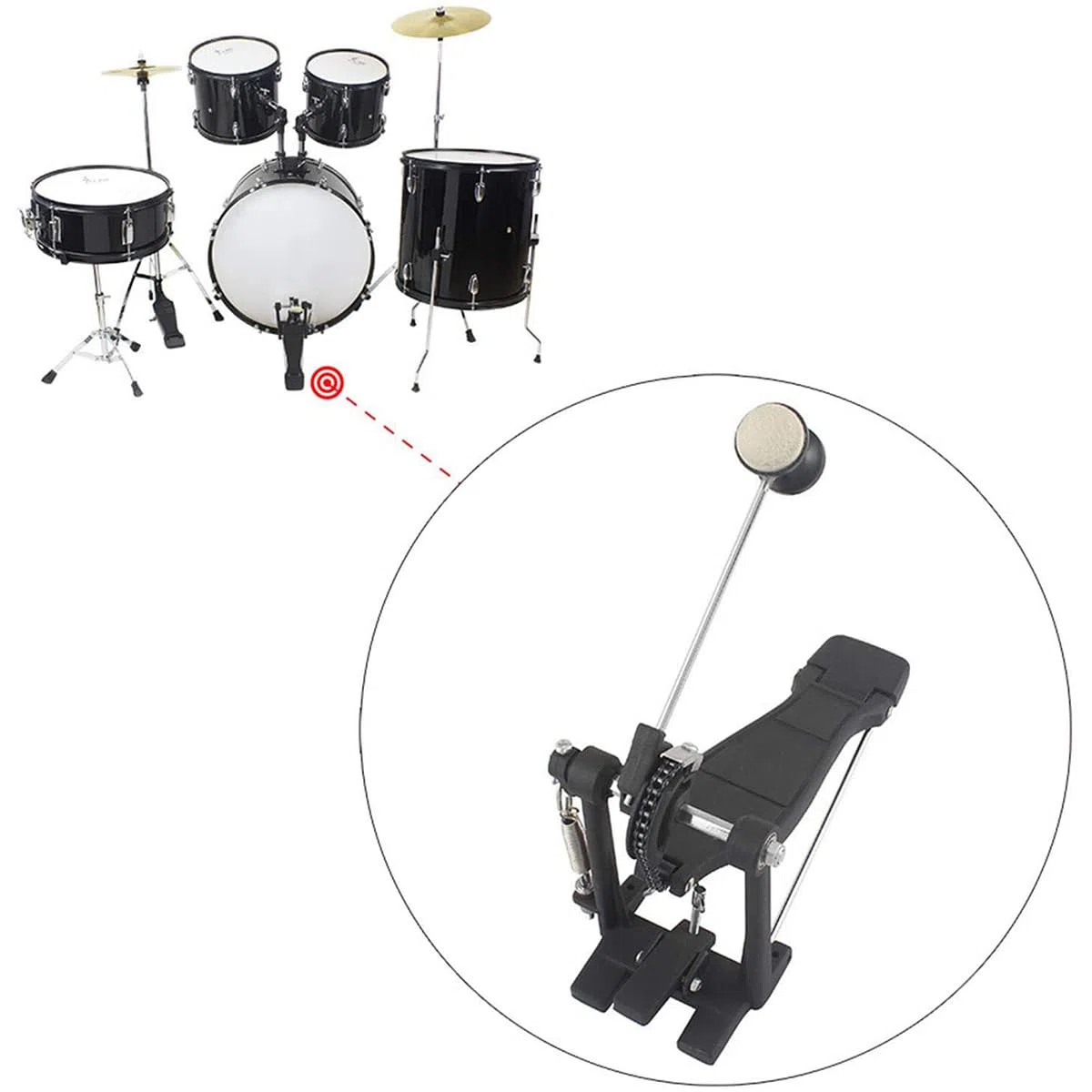 Battente per Batteria per Pedale Doppio grancassa Maniglia in Acciaio Inossidabile da 180 mm Accessori per Parti di percussioni per Batteria - Confezione da 2