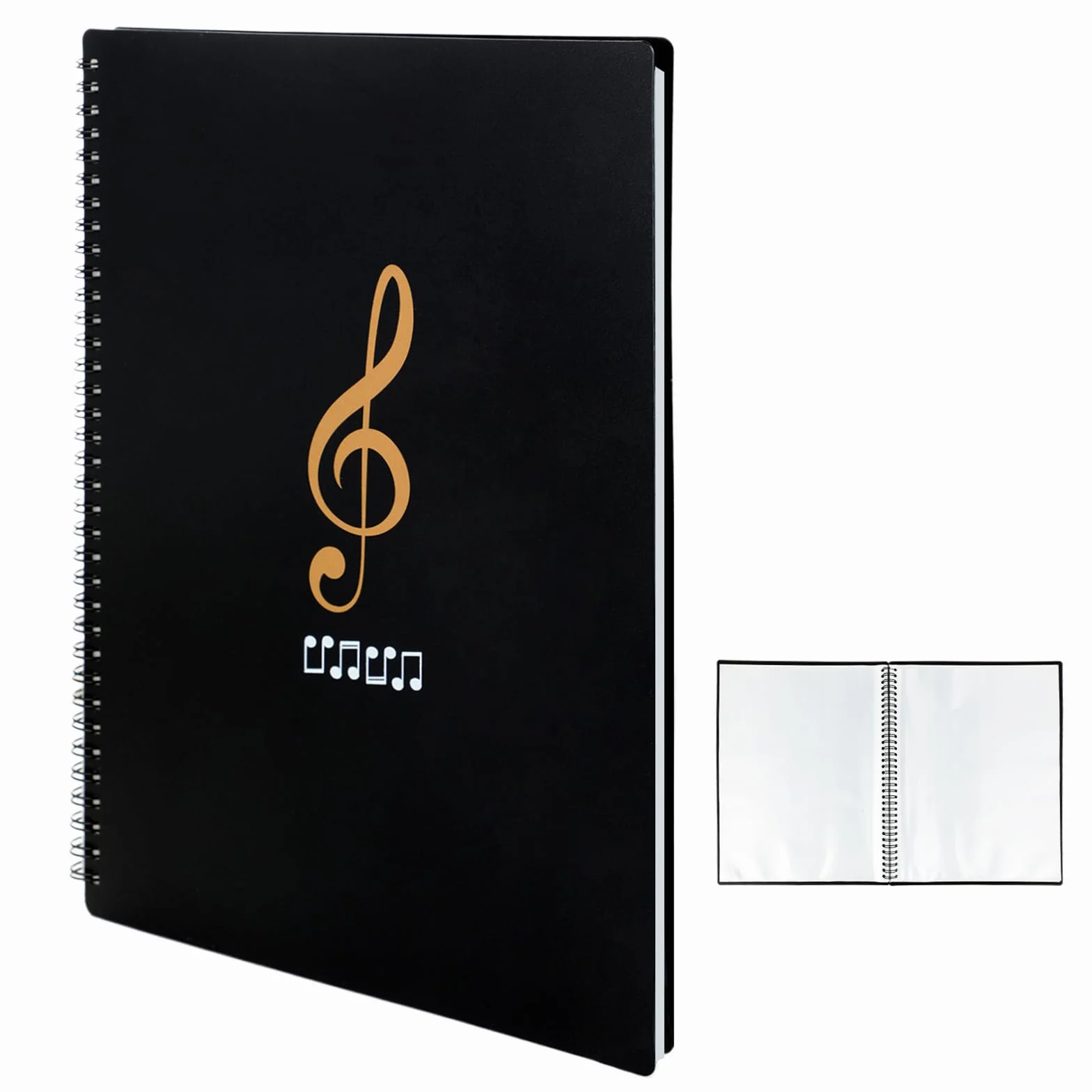 Porta Spartiti Musicali A4 Musicale - Raccoglitore Fogli Accessori Musica con 50 Tasche/100 Pagine Impermeabili con possibilità di scrivere simboli musicali adatta per Spartiti in Formato A4 (nero)