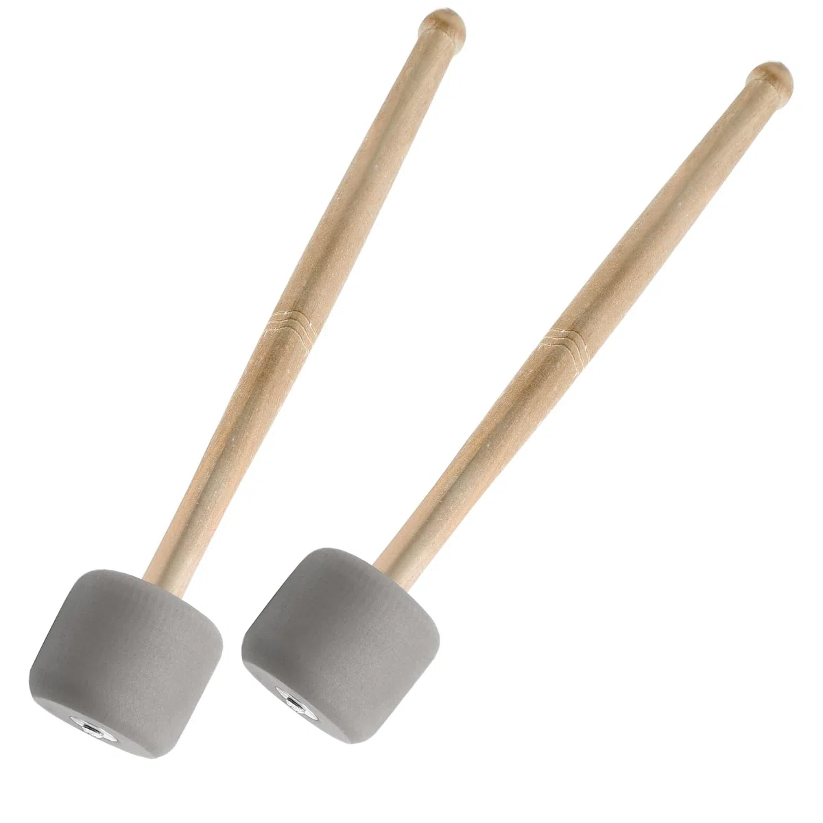Luomorgo 2 mazzuole per grancassa, bacchette per tamburo da marcia con punta in schiuma con manico in legno, battenti per tamburo da 33 cm in morbido feltro per timpani (grigio)