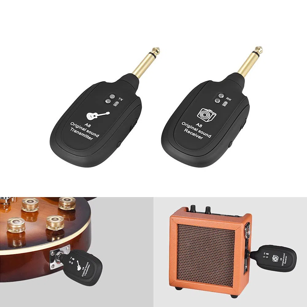 wireless per chitarra 20Hz-20KHz Trasmissione acustica Ricevitore trasmettitore ricaricabile per chitarra elettrica