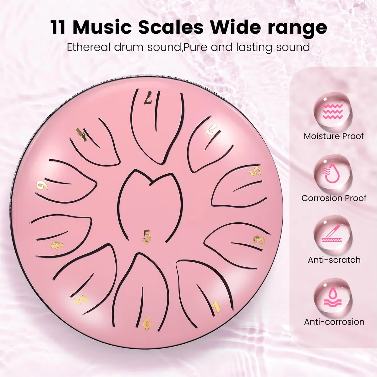 Steel Tongue Drum 6 pollici 11 Note, C-Key Tamburo Handpan Drums Kit Strumenti Musicali, Tamburi a Mano in Acciaio per l'educazione Musicale Meditazione Yoga, Miglior Regalo