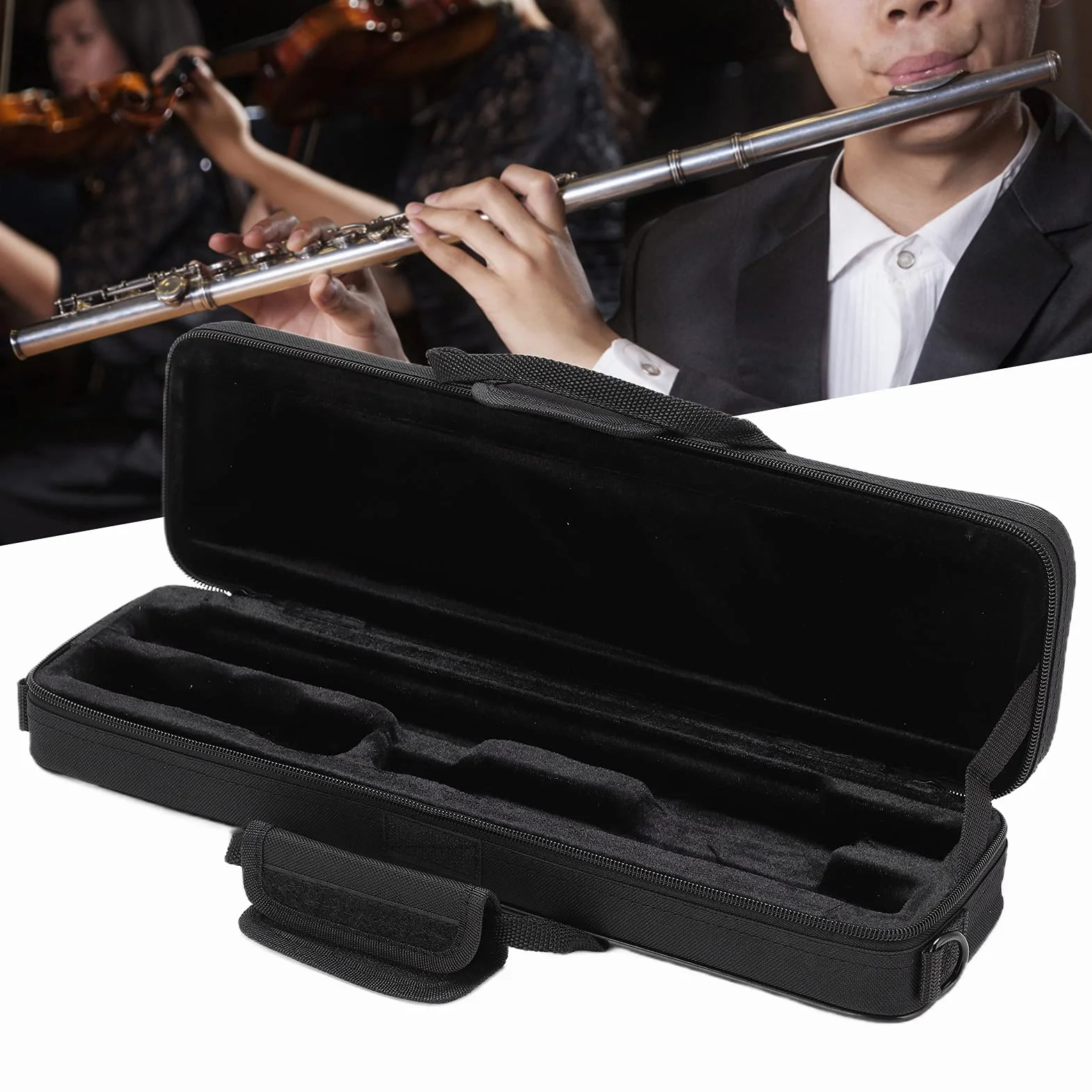 Tiiyee Custodia Rigida per Flauto Traverso, Borsa il Trasporto Della Custodia per Flauto Custodia Leggera per Flauto con Tracolla Regolabile Tasca Esterna Borsa per il trasporto Portatile per 16 Hol