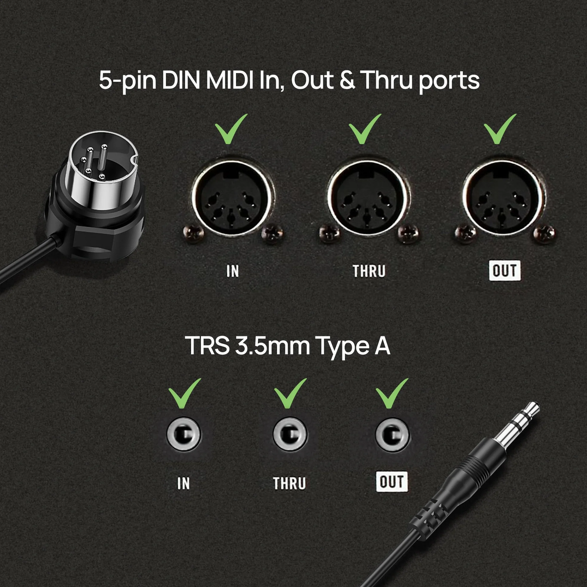 CME Pack da 4 Cavi MIDI TRS Tipo A a DIN 5 Poli – 30 cm, Connettore TRS Dritto da 3,5 mm e DIN Angolato, Ideale per Pedalboard e Cablaggi Compatti
