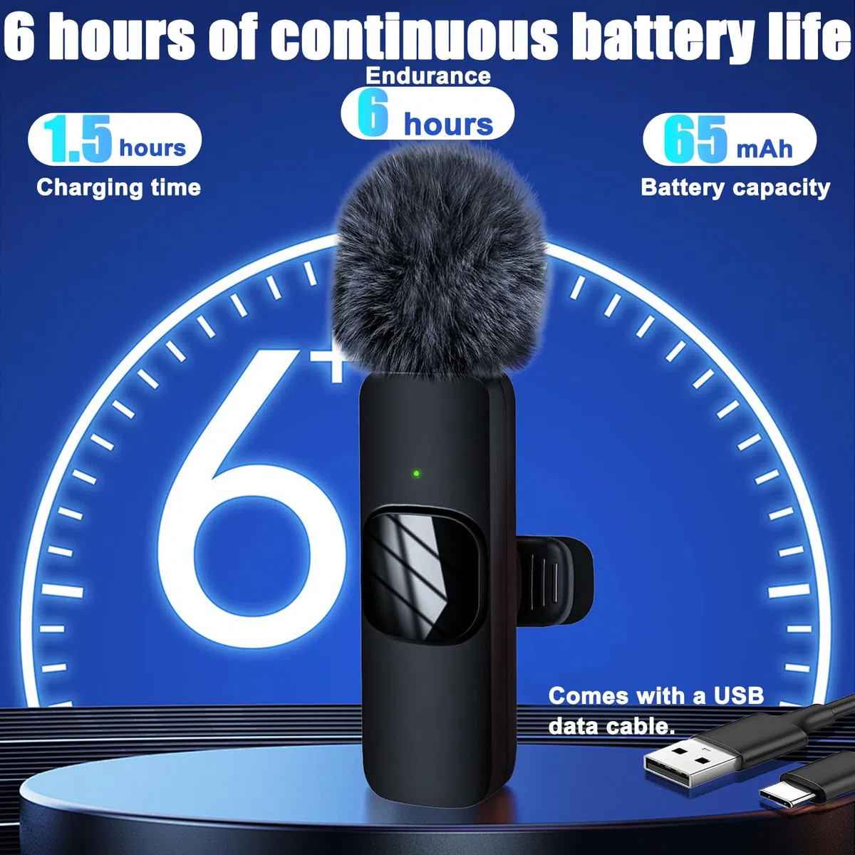 Microfono Wireless, Microfono Lavalier Wireless per iPhone Android iPad, Mini Microfono Lavalier per Registrazione Video, Streaming Live, Podcast, Vlog, YouTube/TikTok