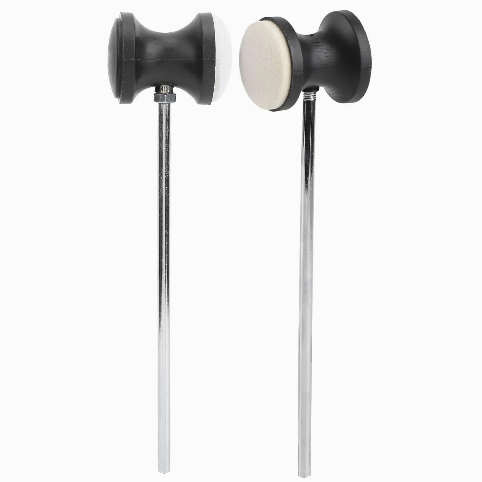 Frullino per Pedale, 2 pezzi, Testa in Feltro Tondo, Manico in Acciaio Inossidabile, Accessori per Strumenti Musicali, per Grancassa, Tamburo, Batteria, Parte di Ricambio