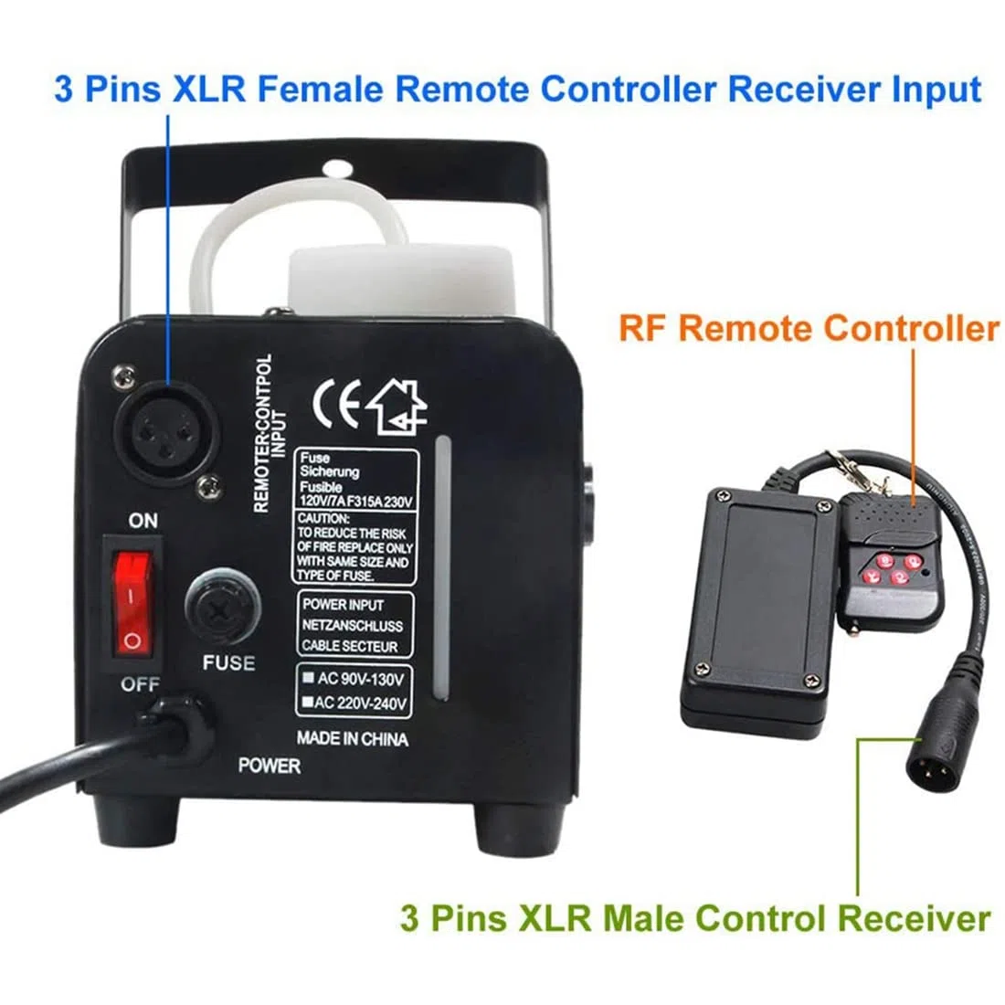 PRATYAHARA Ricevitore del Telecomando, senza XLR Portatile 3 Pin per Macchina di Nebbia di Fumo Ricevitore del Controller di Scena DJ Buea 400W 900