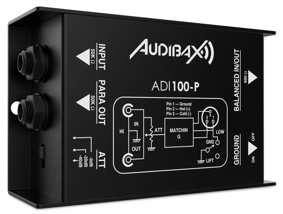 Audibax ADI-100P - Scatola di Iniezione Diretta Passiva ad Alte Prestazioni - Scatola di a Doppio Canale - Filtro Antirumore e Interruttore di Sollevamento a Terra Anti-Interferenza
