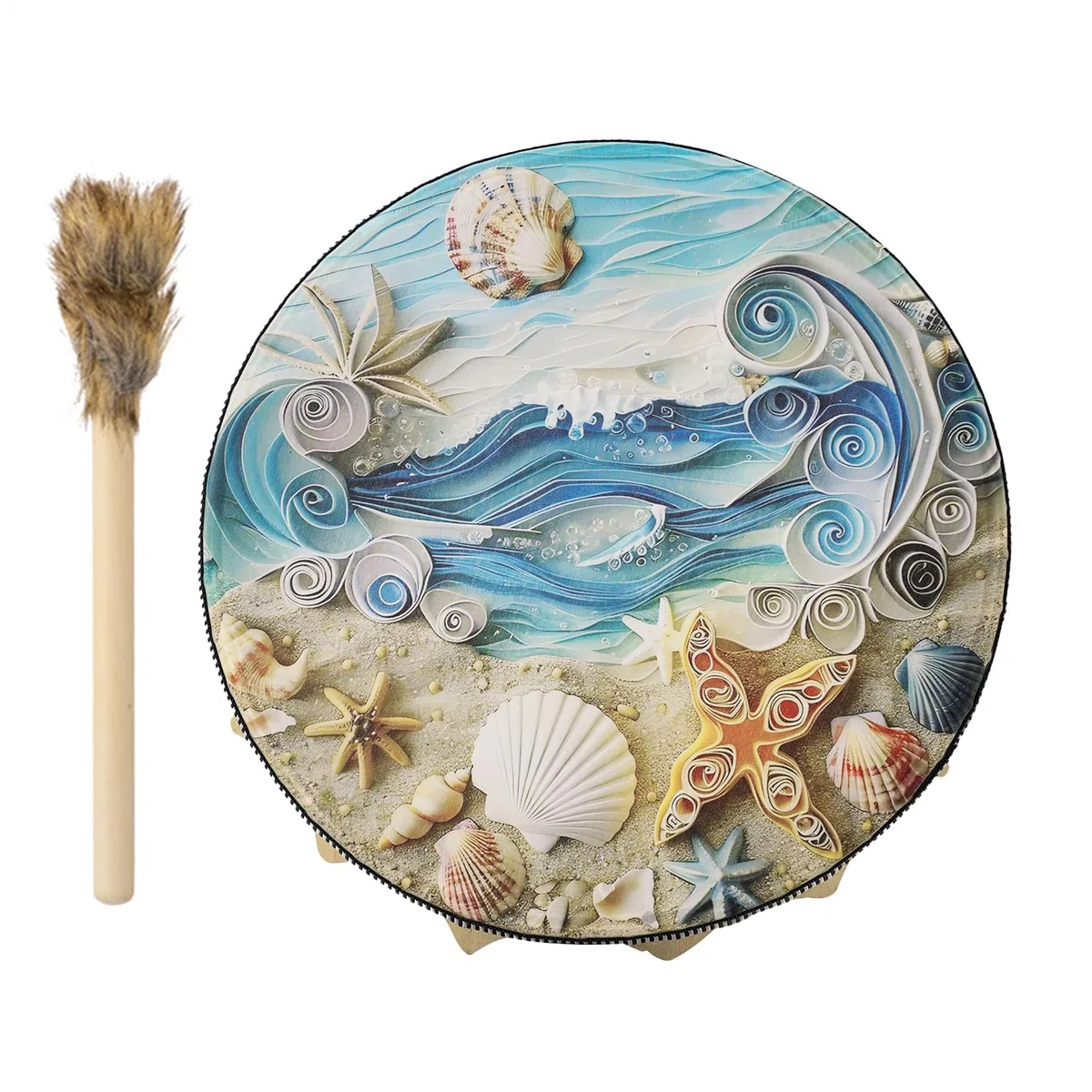 Drum di sciamano - tamburo, culturale | Strumento musicale a percussione sul mare per adulti, tamburo rituale con per la cerimonia di meditazione praticare sea