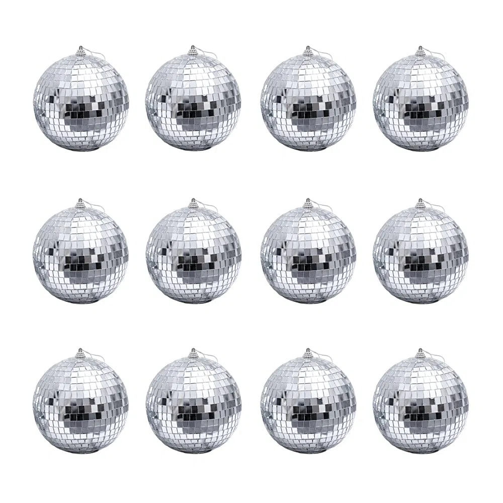 12 Pezzi Palline da Discoteca a Specchio Argento da 3,05 cm Palline Decorative da Appendere per Albero di Natale per Decorazioni Casa Festa Natale Matrimonio Effetto Luminoso