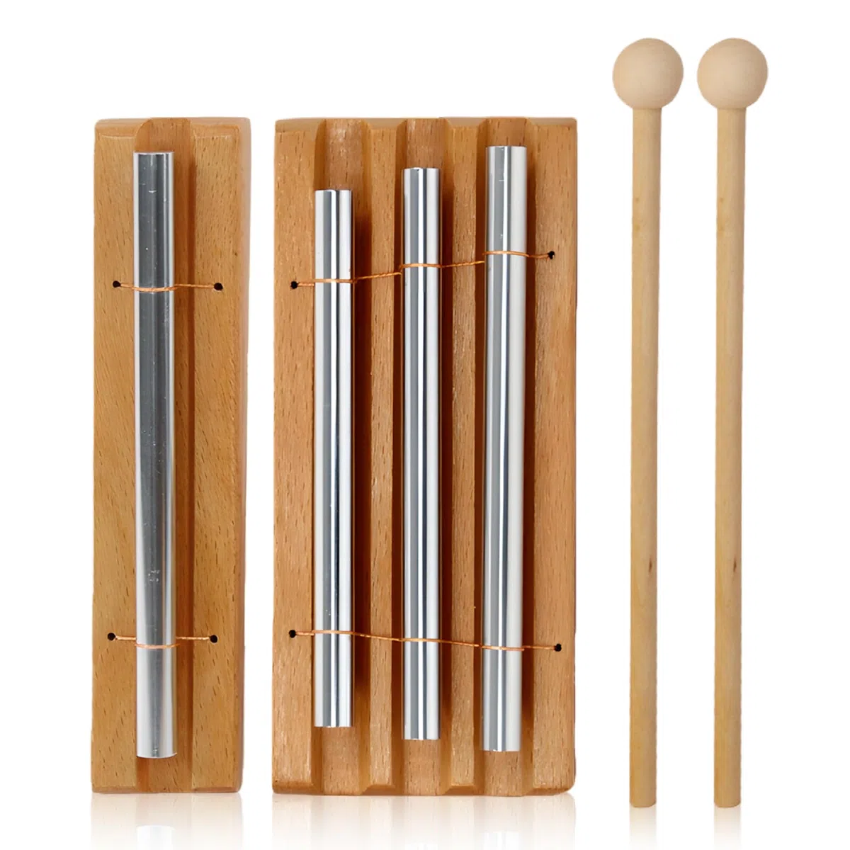 Energy Chime, 2 bacchette tibetane Chime, con bacchetta in legno, a lunga durata, toni chiari, per prayer relax, yoga, cura, classroom, 1 tono e 3 toni